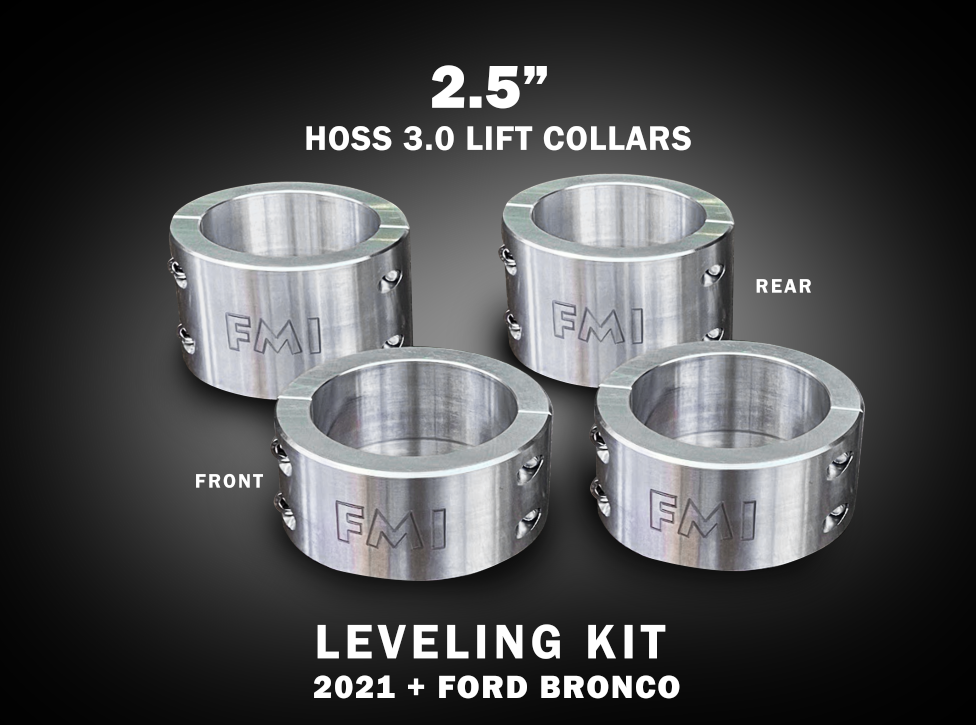 2021+ Bronco HOSS 3.0 Spring Collar Lift Kit featuring 1.5", 2", and 2.5" lift options for enhanced offroad performance.