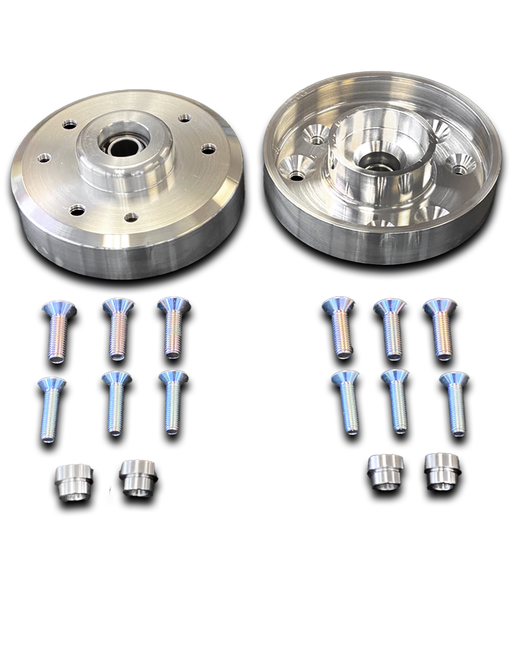 Billet aluminum top hat for 2022+ Bronco Raptor stock shocks, includes mounting hardware for stock height installation.