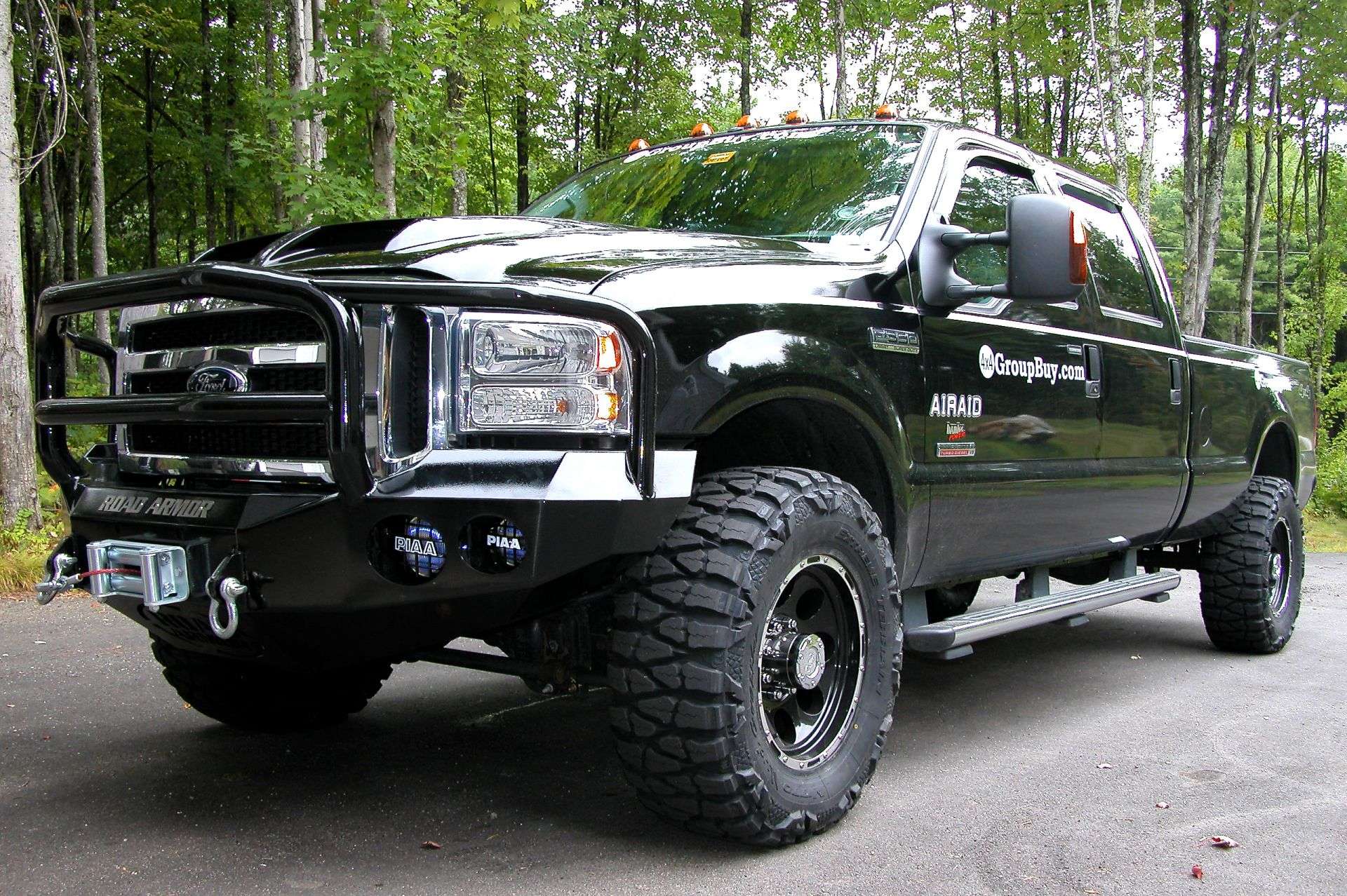 Stealth Front Winch Bumper Lonestar Guard | Round Holes - Texture Black 1999-2004 Ford F-250 F-350 F-450 Excursion
