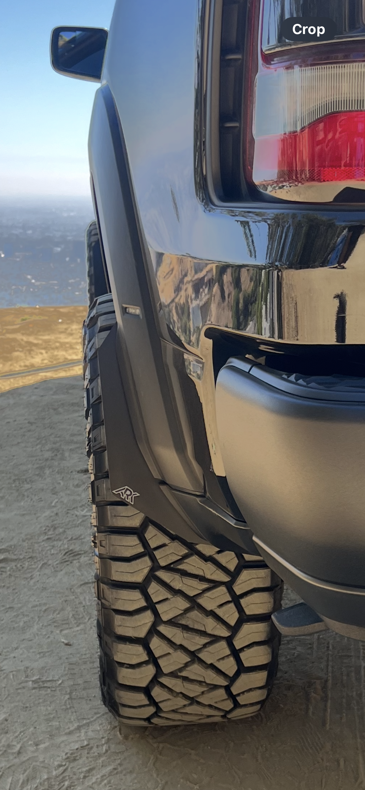 2025+ Dodge RAM RHO Micro Flares installed on a truck, showcasing enhanced wheel coverage and rugged design.