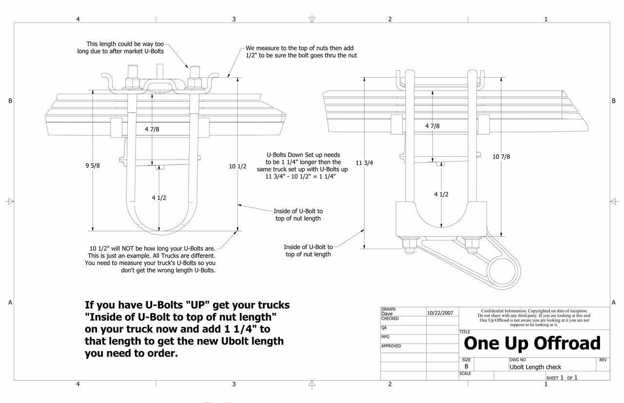 Under Axle Bar Mount, 3 in thru 3-3/8 in Axle, U-Bolts Down