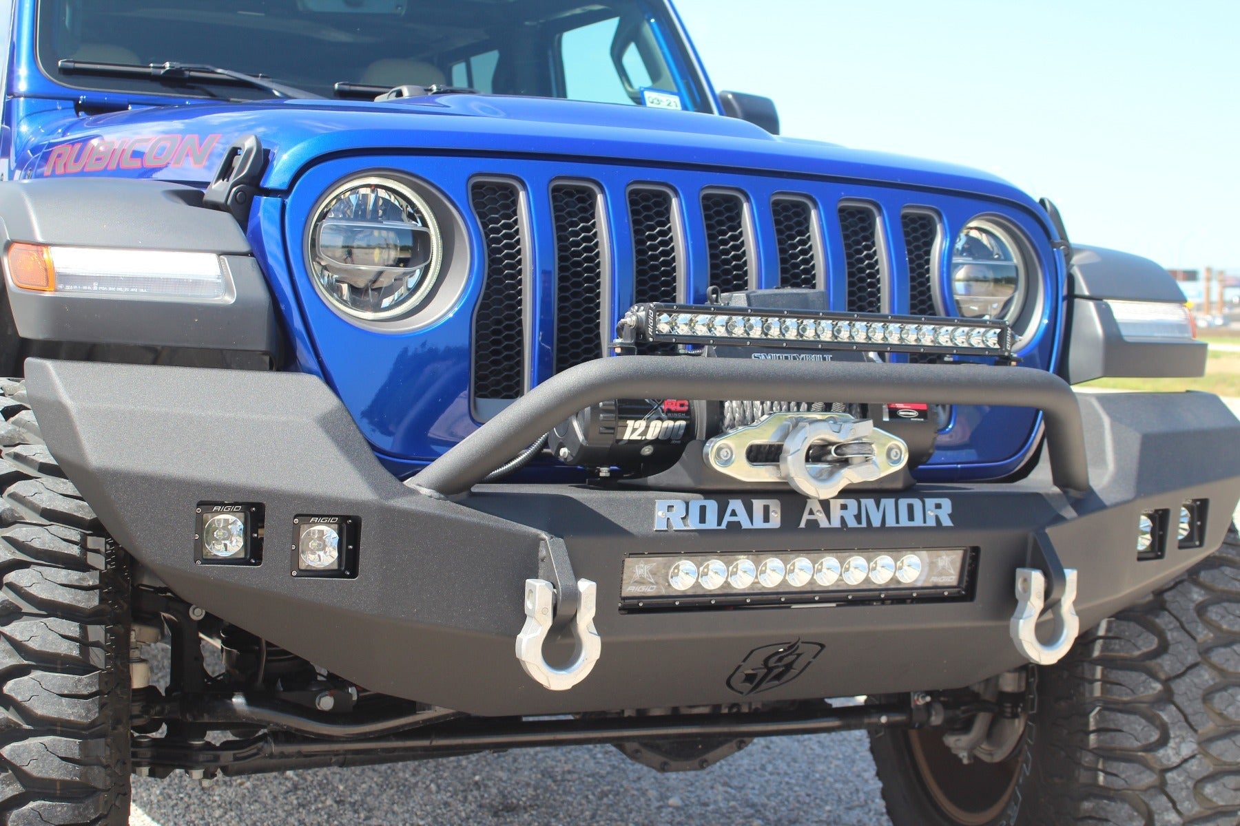 Stealth Front Full Width Winch Bumper Sheet Metal Pre-Runner Guard | Rubicon Only - Texture Black 2018-2025 Jeep JL JLU JT