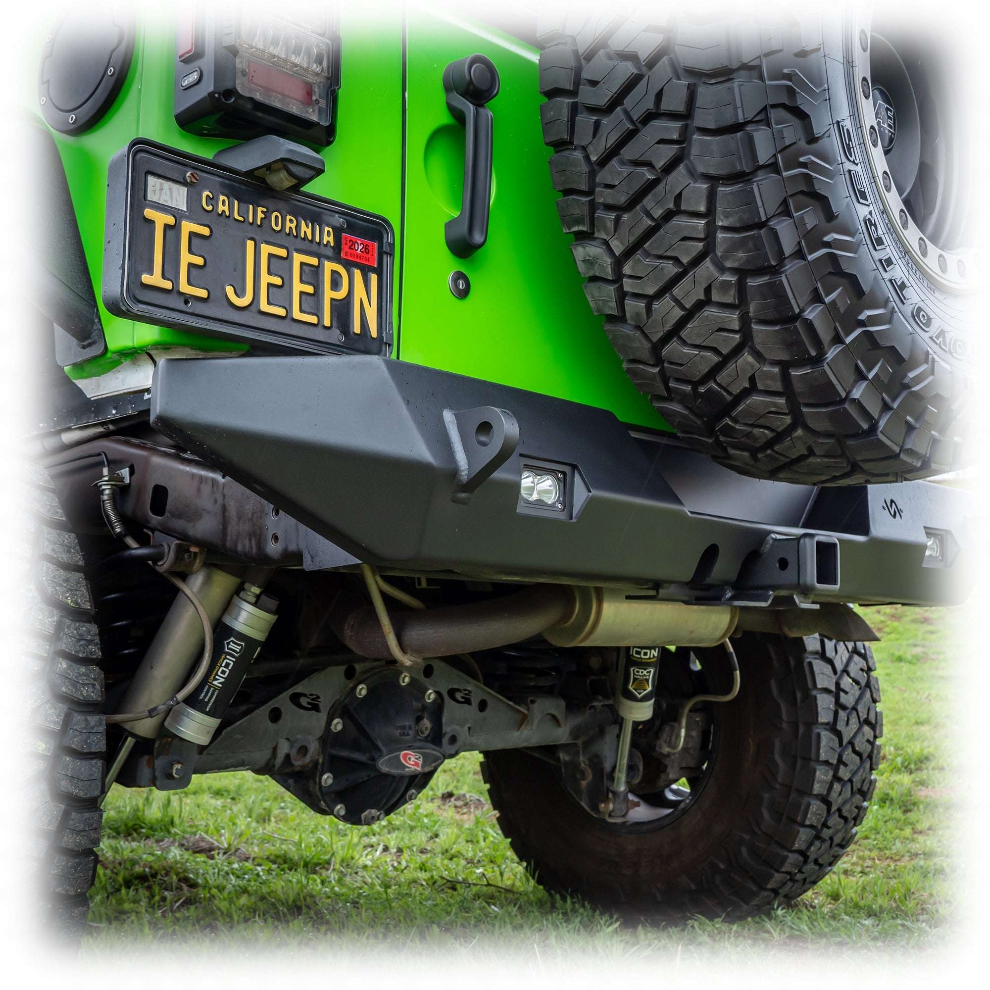 Rear Bumper with LED Pod Lights and Hitch Receiver for Jeep Wrangler JK