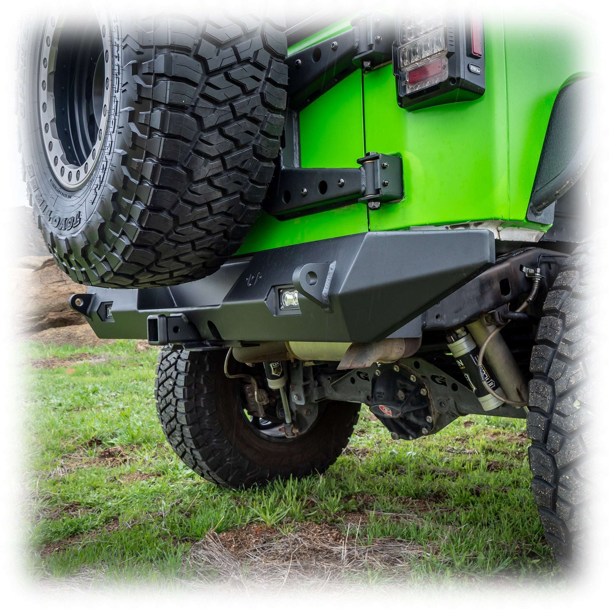 Rear Bumper with LED Pod Lights and Hitch Receiver for Jeep Wrangler JK