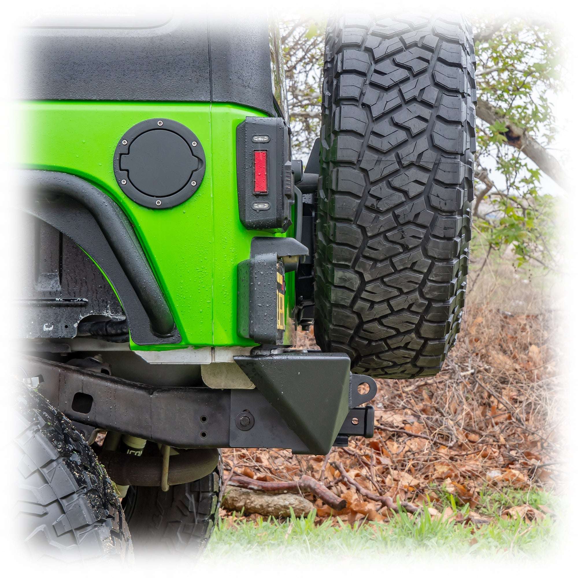 Angled Rear Bumper with LED Pod Lights and Hitch Receiver for Jeep Wrangler JK