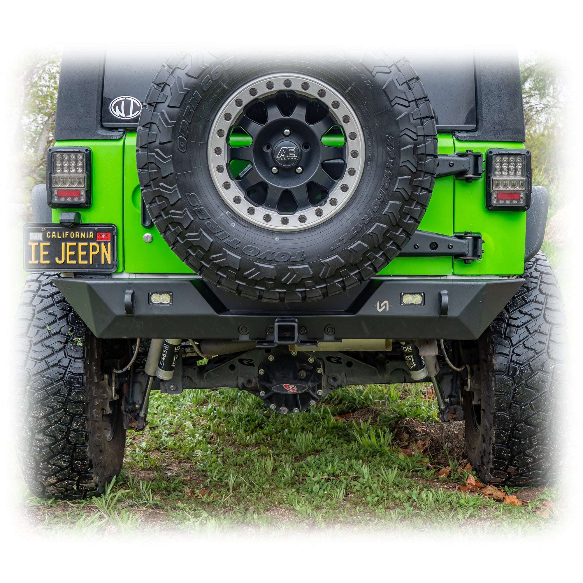 Angled Rear Bumper with LED Pod Lights and Hitch Receiver for Jeep Wrangler JK