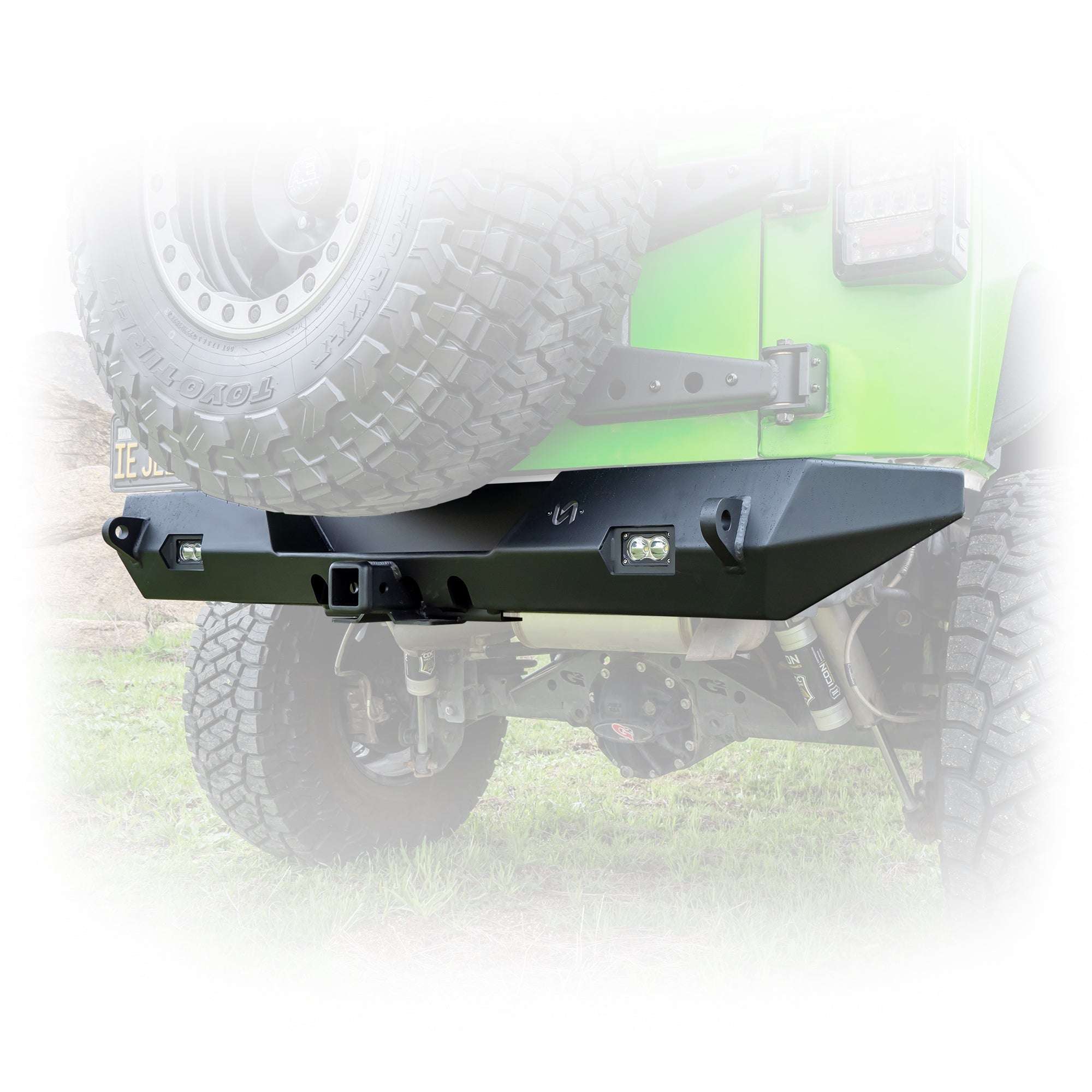 Rear Bumper with LED Pod Lights and Hitch Receiver for Jeep Wrangler JK