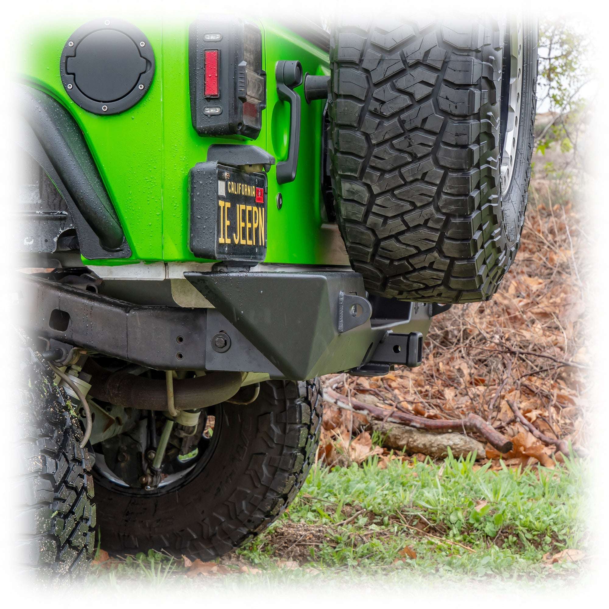 Angled Rear Bumper with LED Pod Lights and Hitch Receiver for Jeep Wrangler JK