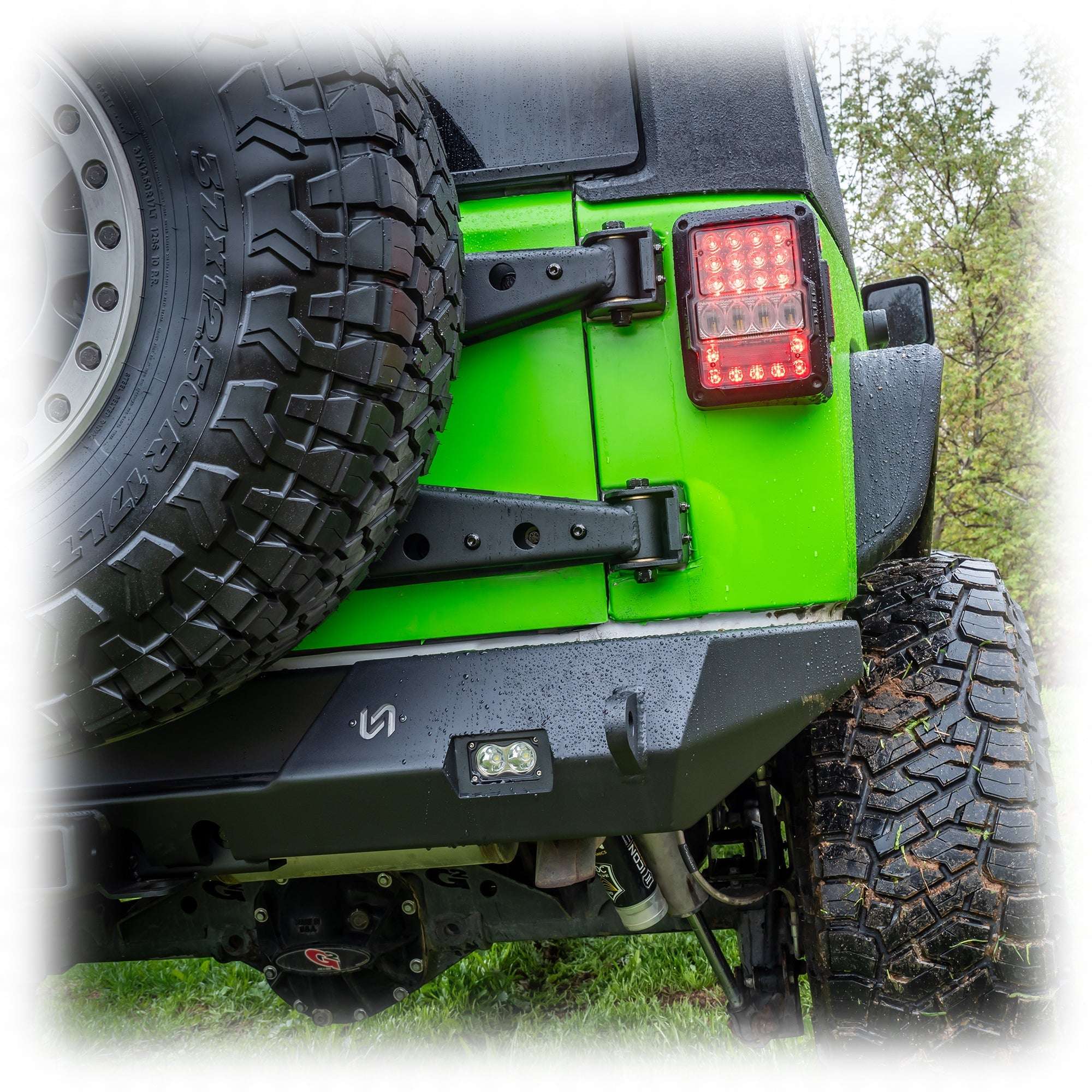 Rear Bumper with LED Pod Lights and Hitch Receiver for Jeep Wrangler JK