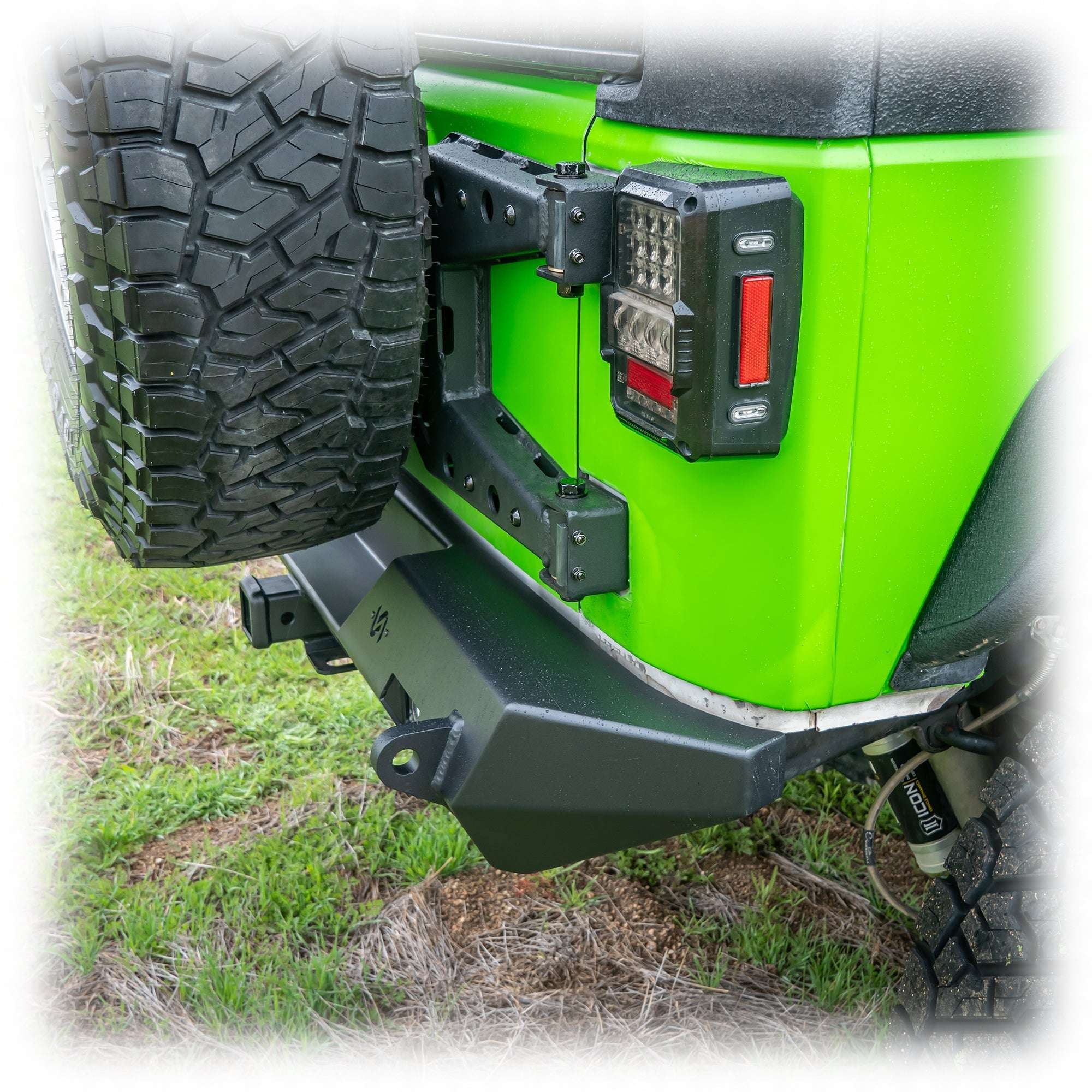 Rear Bumper with LED Pod Lights and Hitch Receiver for Jeep Wrangler JK