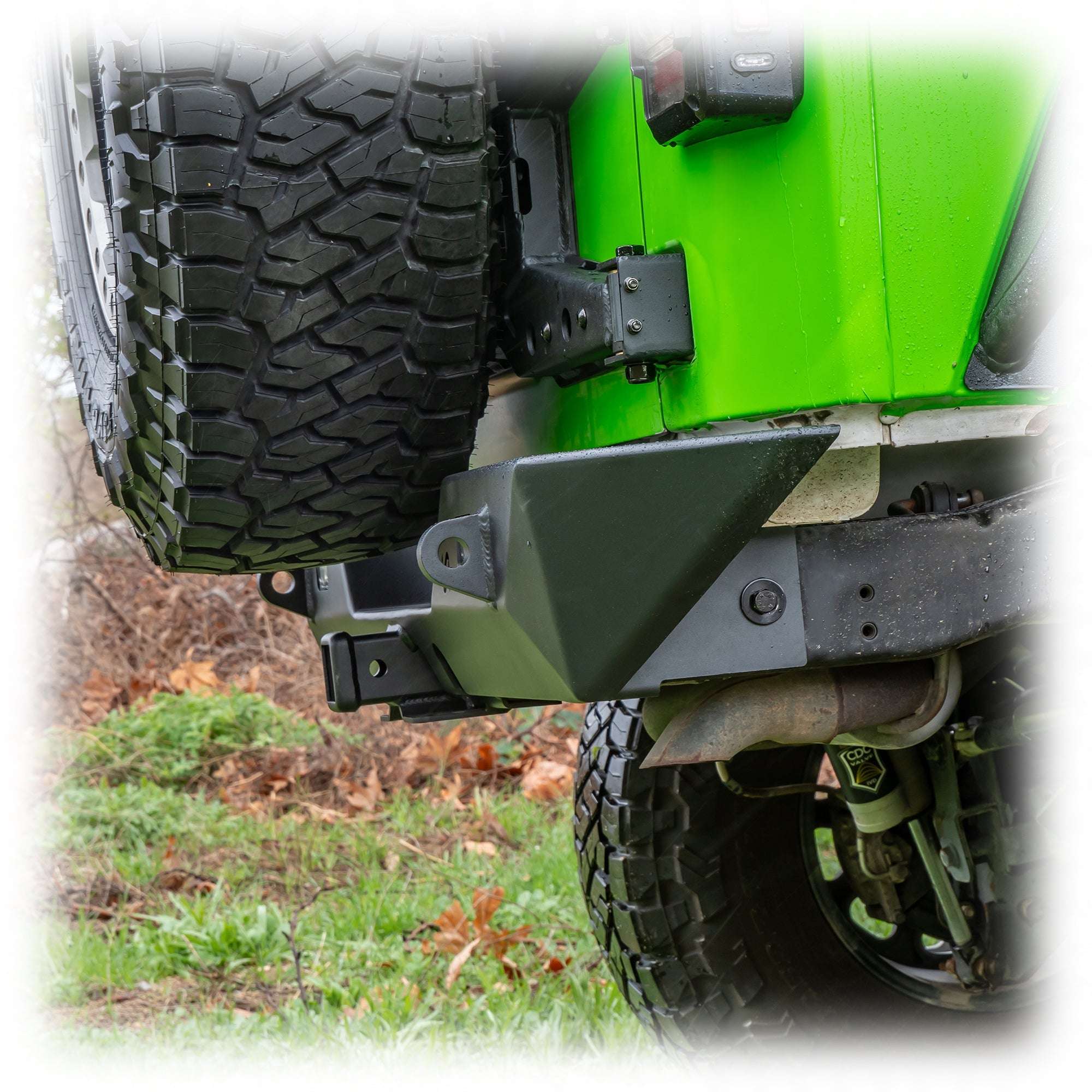 Angled Rear Bumper with LED Pod Lights and Hitch Receiver for Jeep Wrangler JK