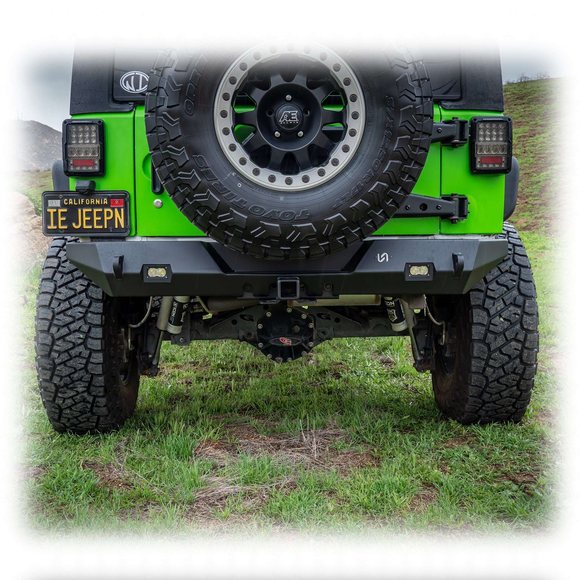 Rear Bumper with LED Pod Lights and Hitch Receiver for Jeep Wrangler JK