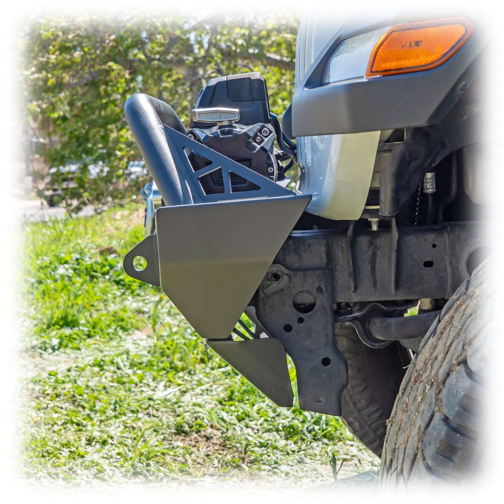 Front Bumper with Bolt-On Bull Bar and Skid Plate for Jeep Wrangler JK, JL, and Gladiator JT