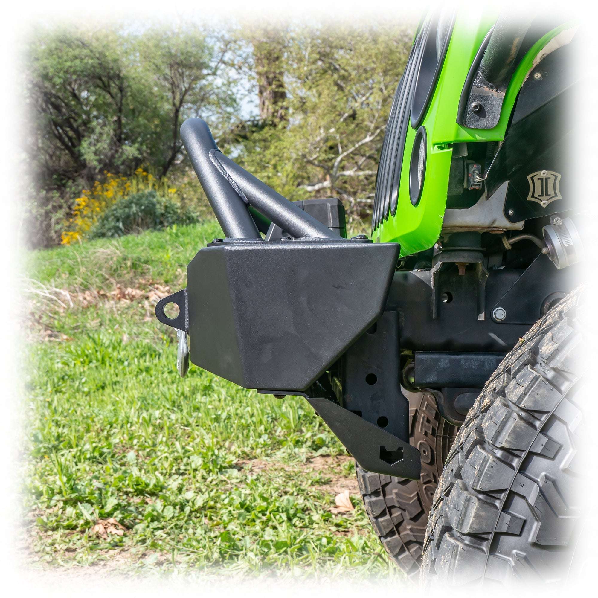Front Bumper with Skid Plate and Recessed Winch Mount for Jeep Wrangler JK, JL, and Gladiator JT
