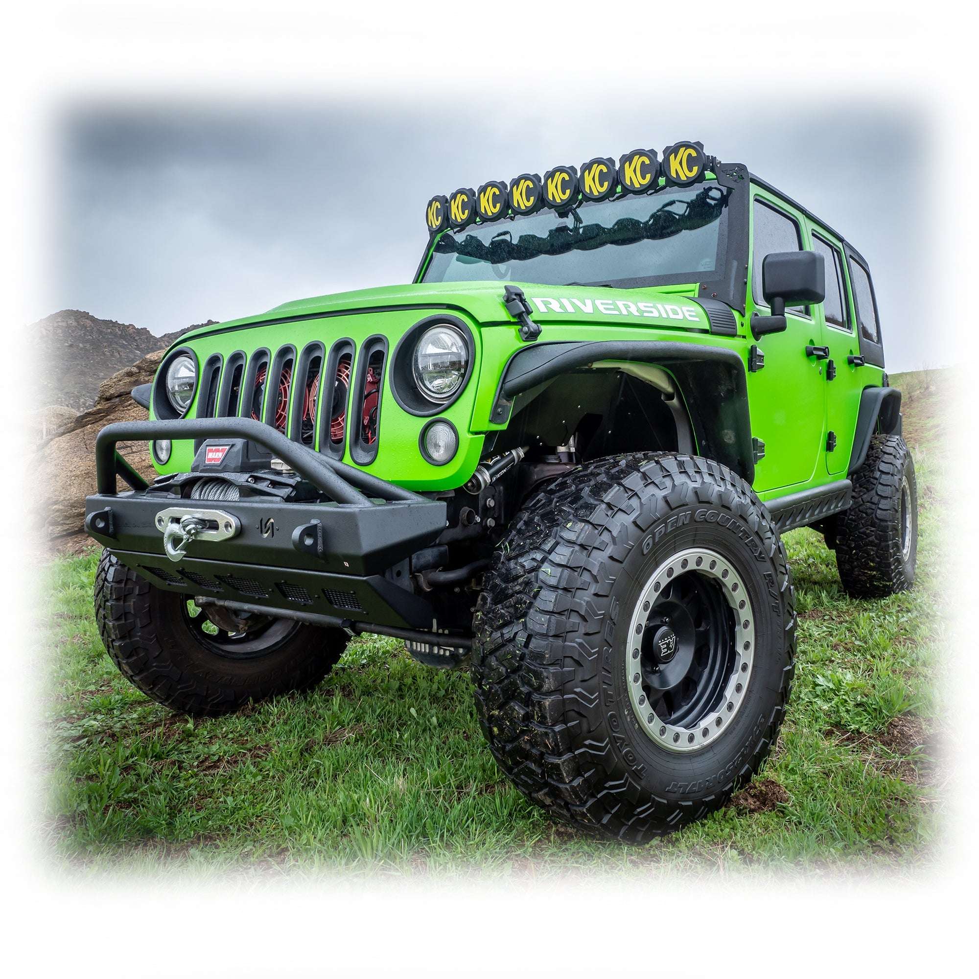 Front Bumper with Welded Bull Bar and Skid Plate for Jeep Wrangler JK, JL, and Gladiator JT