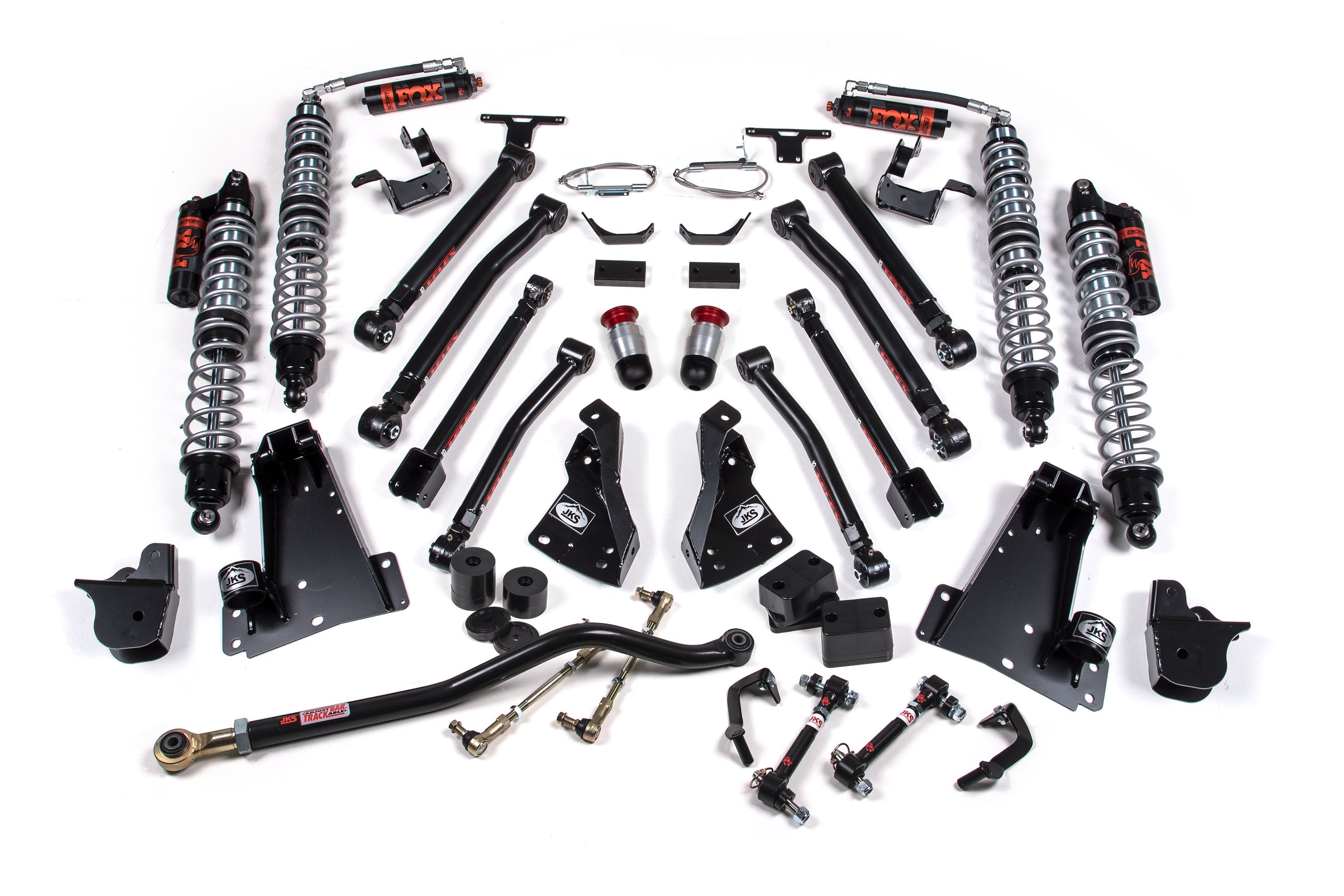 3.5-inch lift kit for Wrangler JL by J-Max, featuring shock absorbers, control arms, and installation hardware.