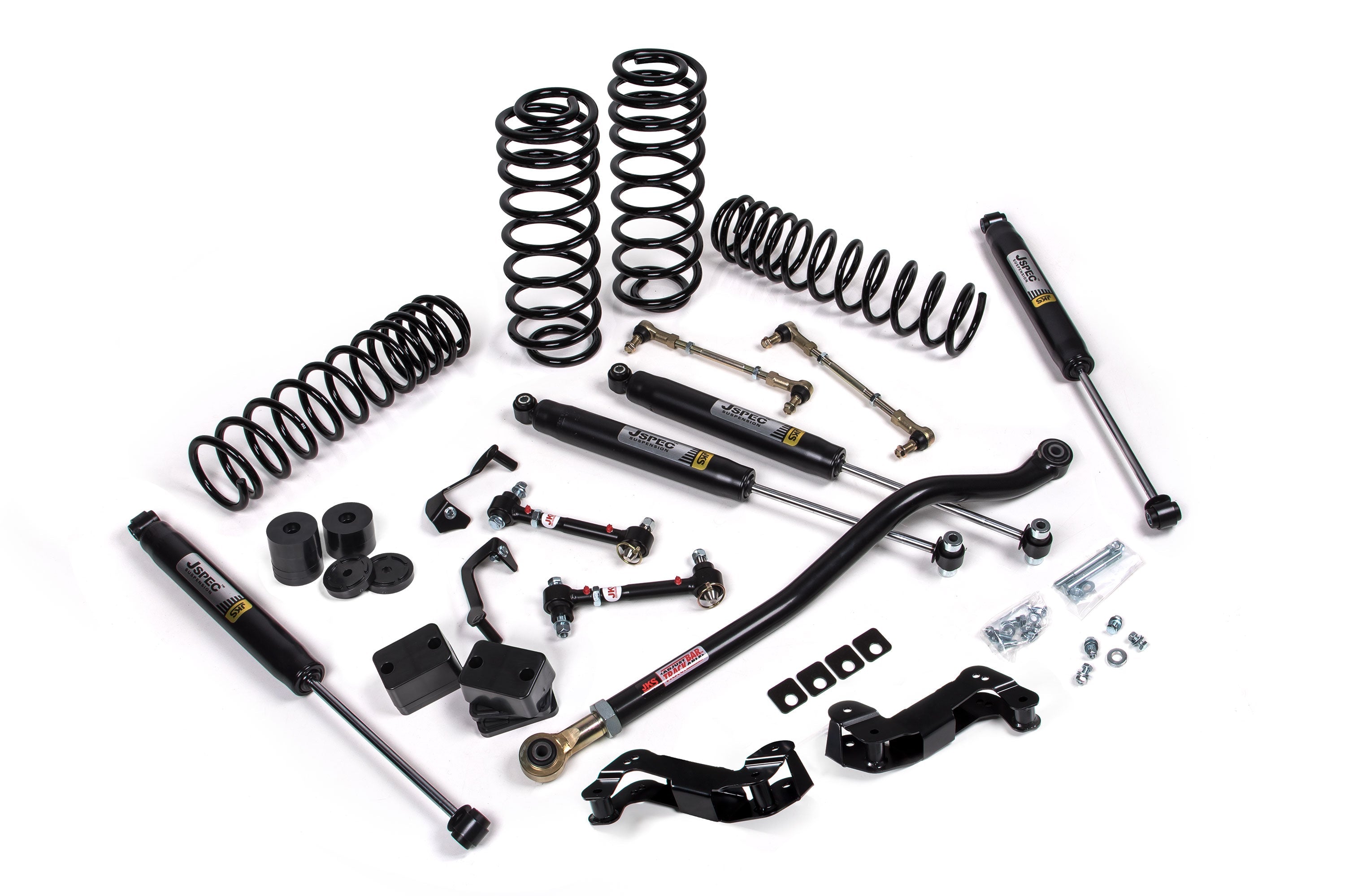 3.5-inch lift kit components for Wrangler JL 4 Door, including springs, shocks, and installation hardware for enhanced off-road performance.