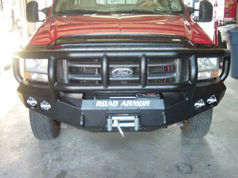 Stealth Front Winch Bumper Titan II Guard | Round Holes - Texture Black 1999-2004 Ford F-250 F-350 F-450 Excursion
