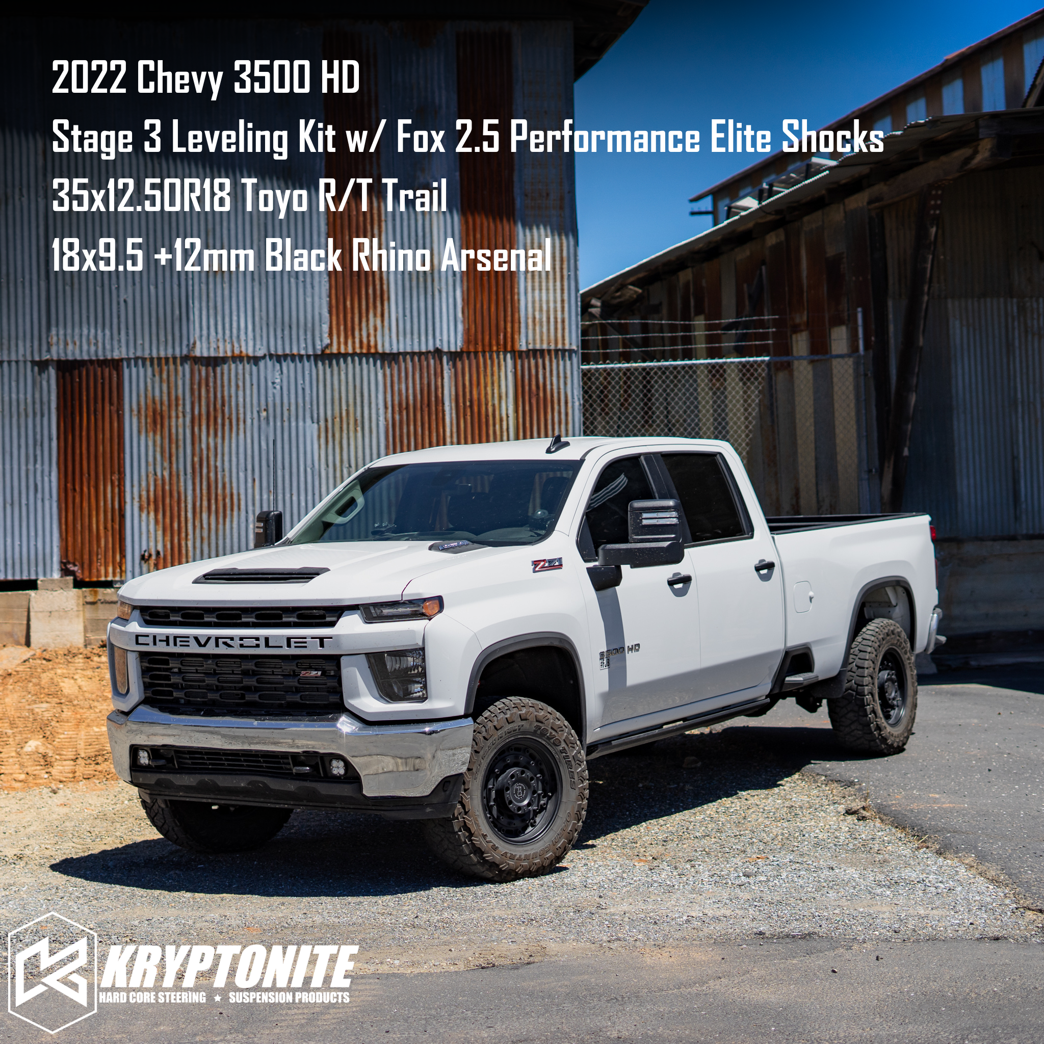 Kryptonite Stage 3 Leveling Kit with Fox 2.5 Performance Elite Shocks for 2020-2026 Chevy/GMC 2500HD/3500HD