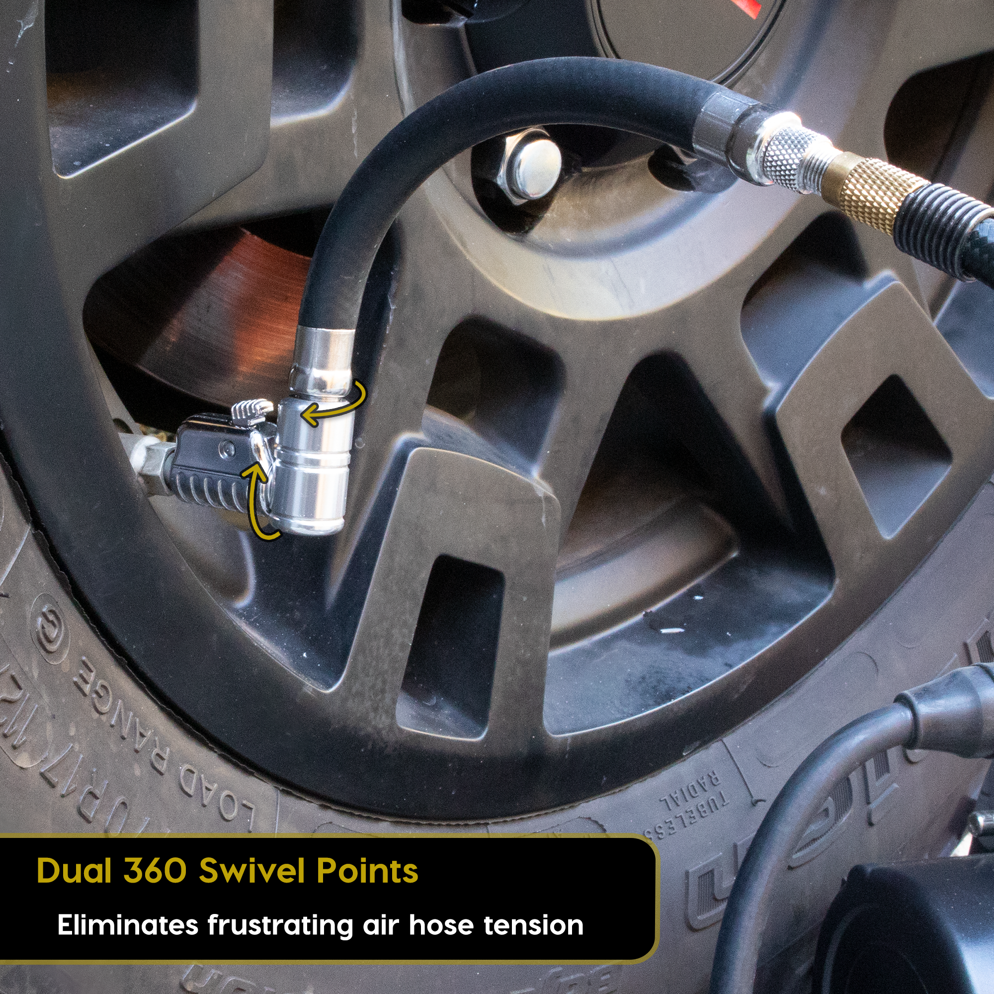 Lightning™ L2X Quick-Connect Locking Tire Inflator Air Chuck Extension | Patented Lock-on Compressor Hose Attachment (Open Flow)