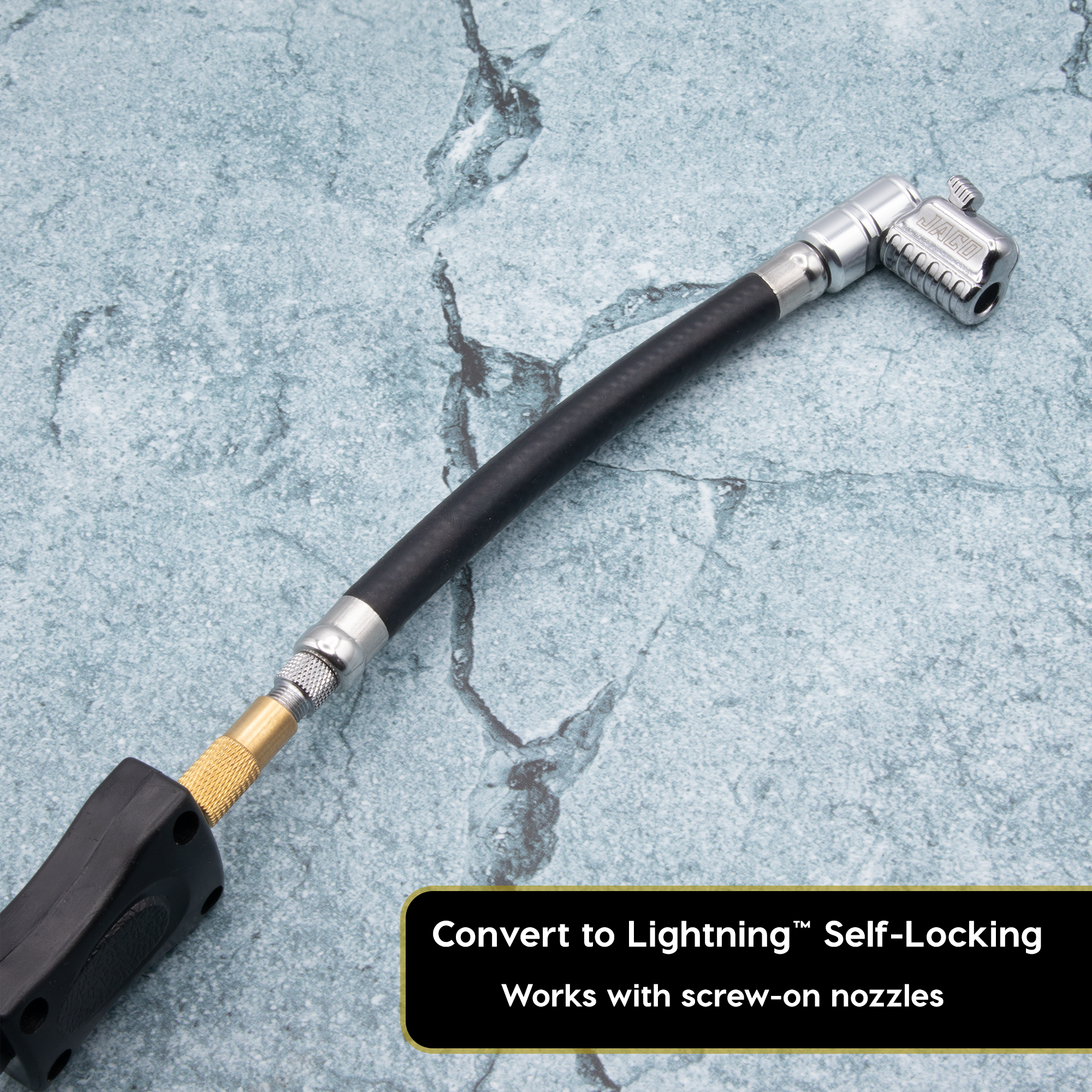 Lightning™ L2X Quick-Connect Locking Tire Inflator Air Chuck Extension | Patented Lock-on Compressor Hose Attachment (Open Flow)