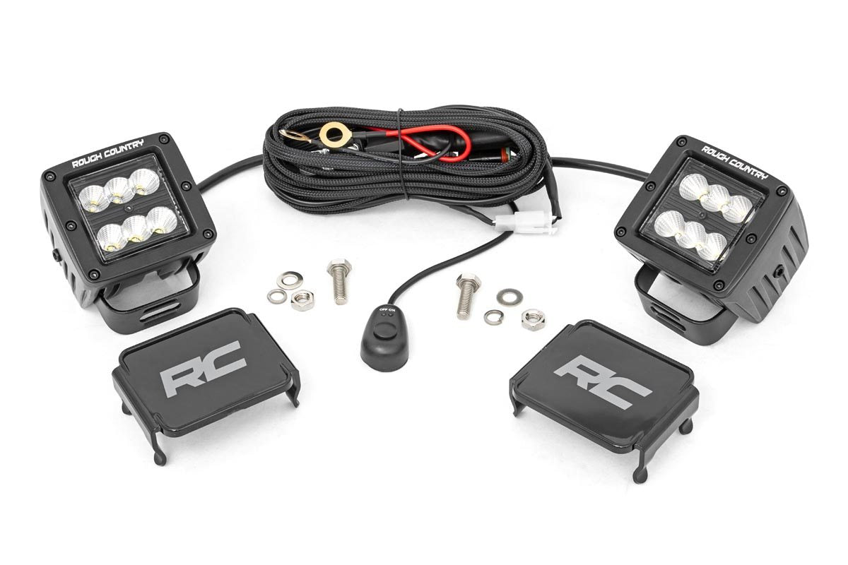 ROUGH COUNTRY 2-INCH SQUARE CREE LED LIGHTS - (PAIR | BLACK SERIES)