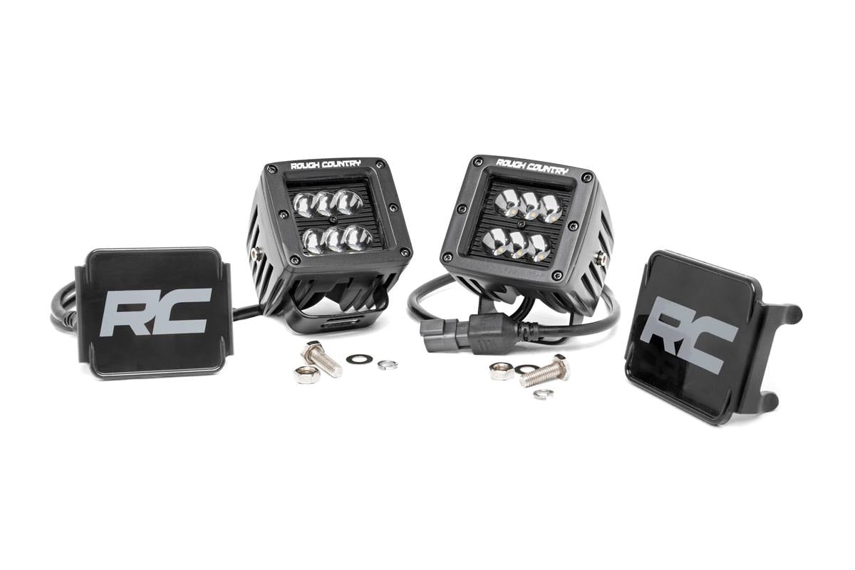 ROUGH COUNTRY 2-INCH SQUARE CREE LED LIGHTS - (PAIR | BLACK SERIES)