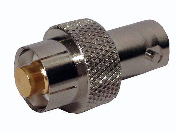 Icom adapter with a metal connector designed for secure audio and communication device connections.