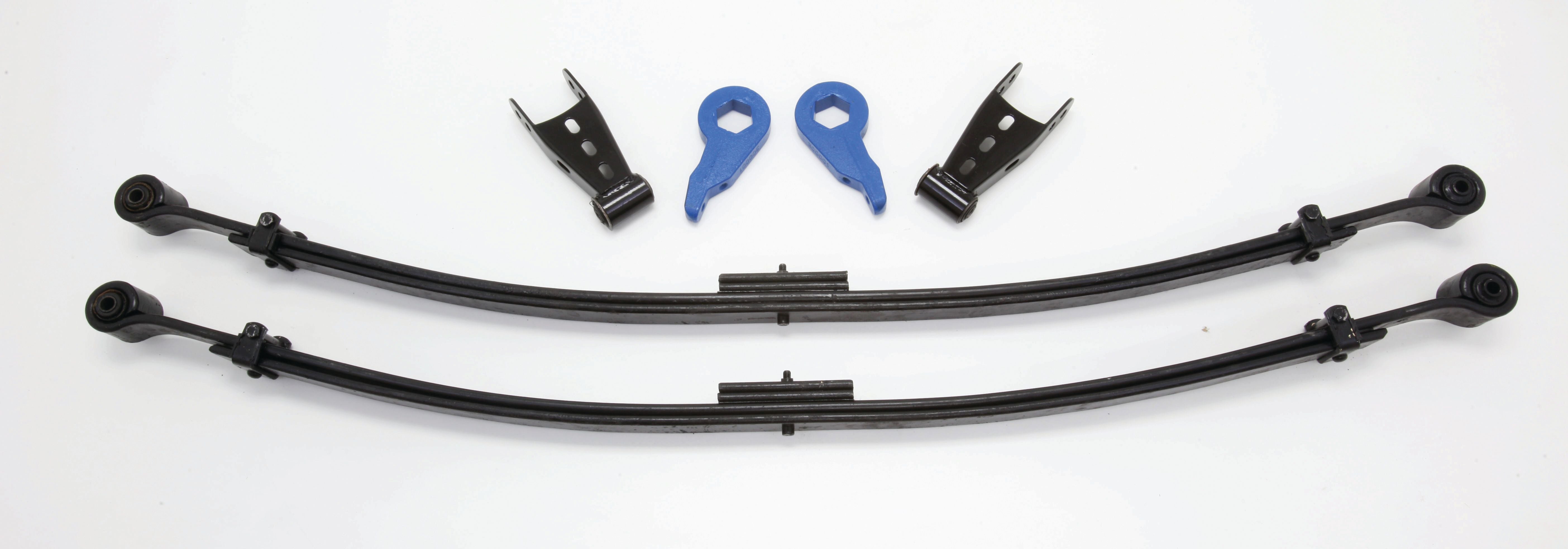 W9924EX-4WD 1999-06 CHEVY (4WD, Torsion Front End) 2/4" Economy Drop Kit (Torsion Keys, Shackles, & Leaf Springs)