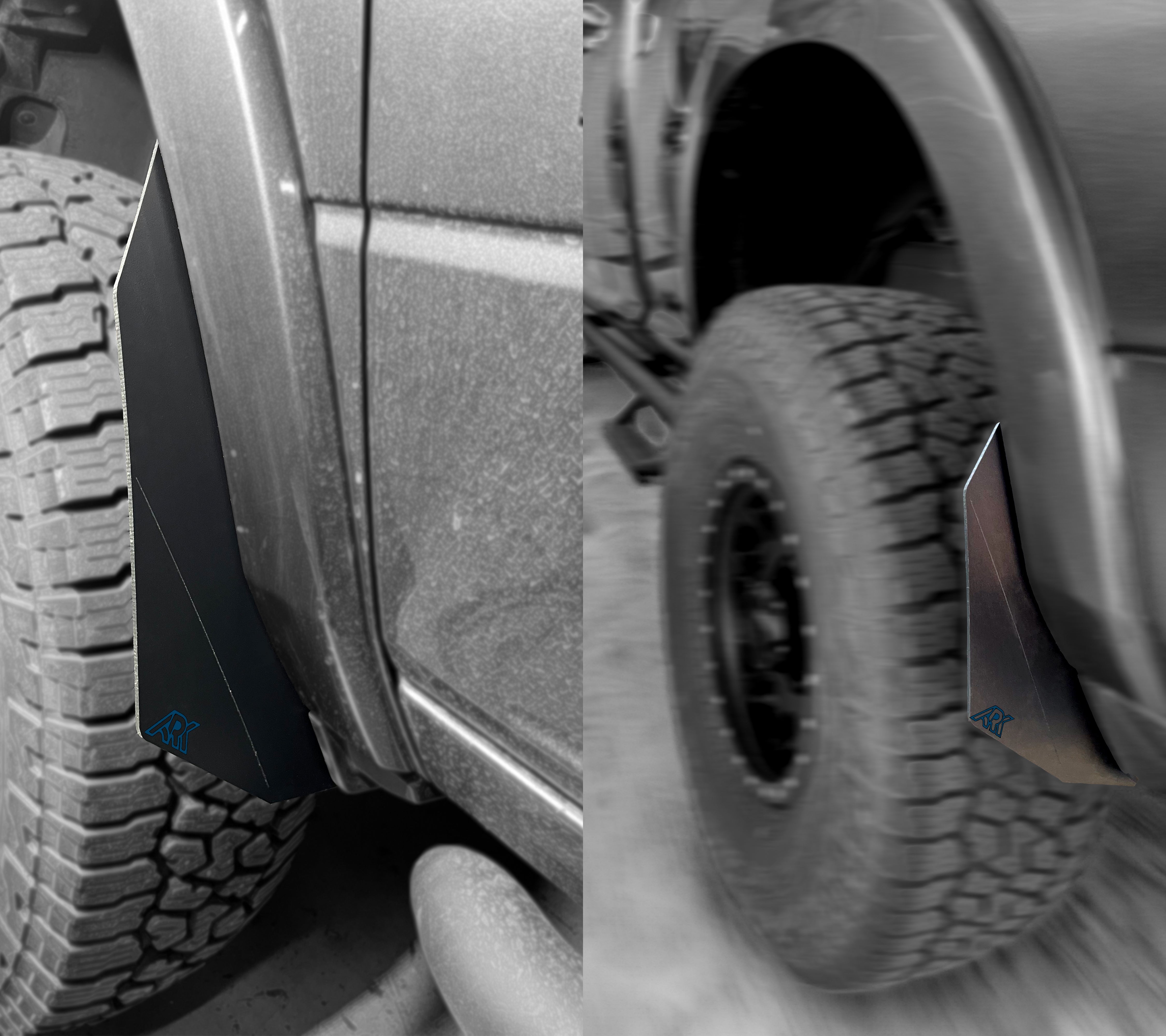 Durable TriXpoly micro splash guards for 2009-2024 Dodge RAM, designed for optimal protection and fit on off-road vehicles.