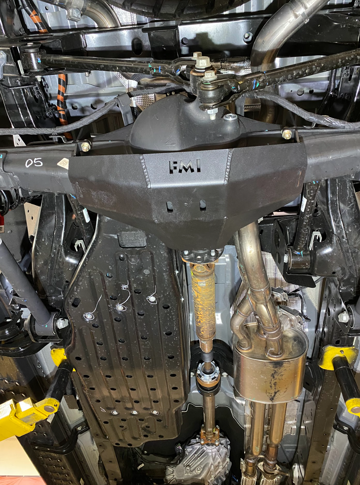 2024 Ranger Raptor rear differential skid plate installed, showcasing robust protection for offroad adventures.