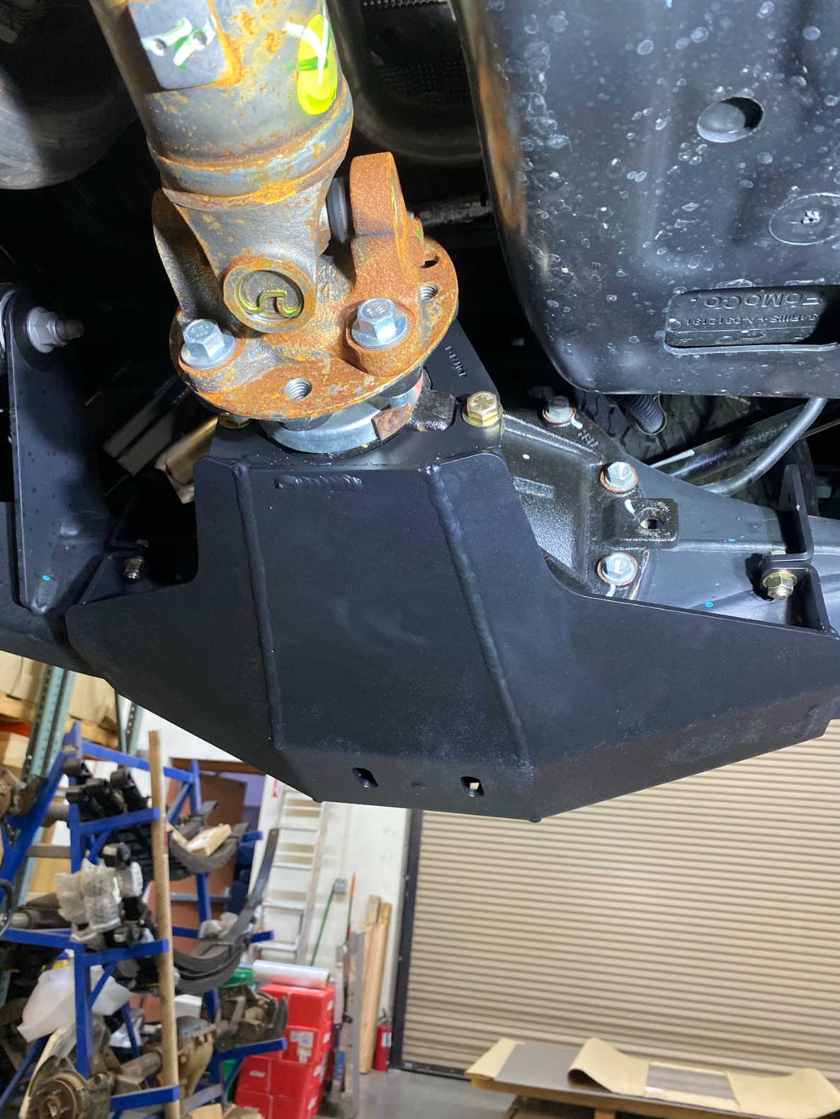 2024 Ranger Raptor rear differential skid plate installed, showcasing robust protection for offroad driving.