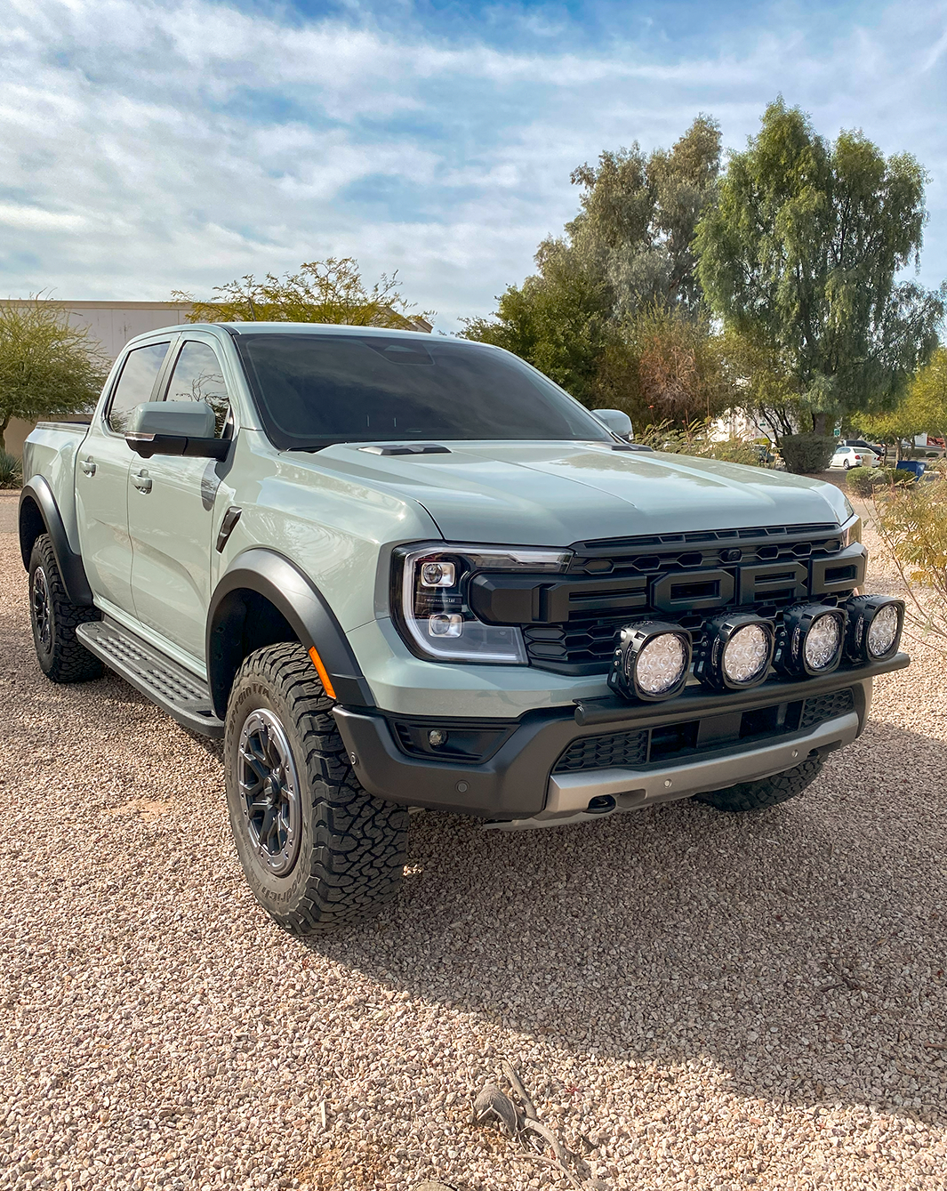 2024 Ranger Raptor Front Light Mount Kit for stock bumper, showcasing versatility for any light installation.