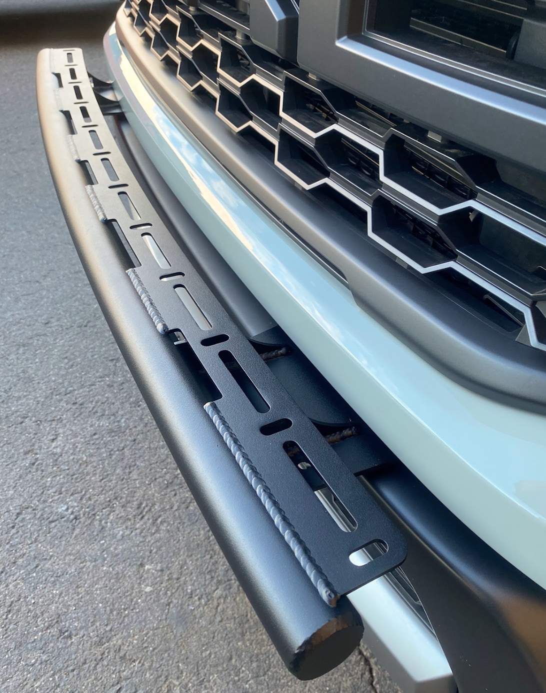 2024 Ranger Raptor front light mount kit for stock bumper, designed for versatile light installation. Durable and sleek design.