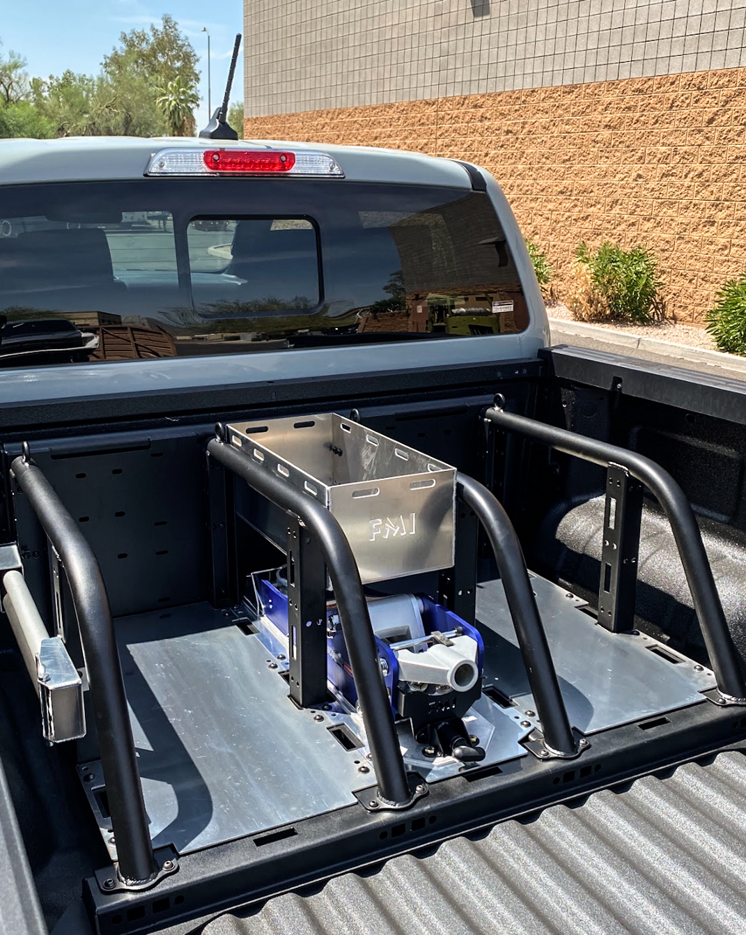 Modular bed organizer for 2024 Ranger and Ranger Raptor, featuring sturdy metal construction and secure storage solution.
