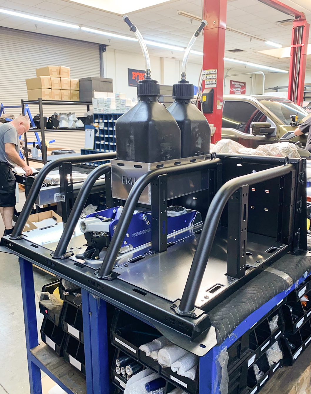Modular bed organizer for 2024 Ranger and Ranger Raptor, featuring durable construction and storage compartments.