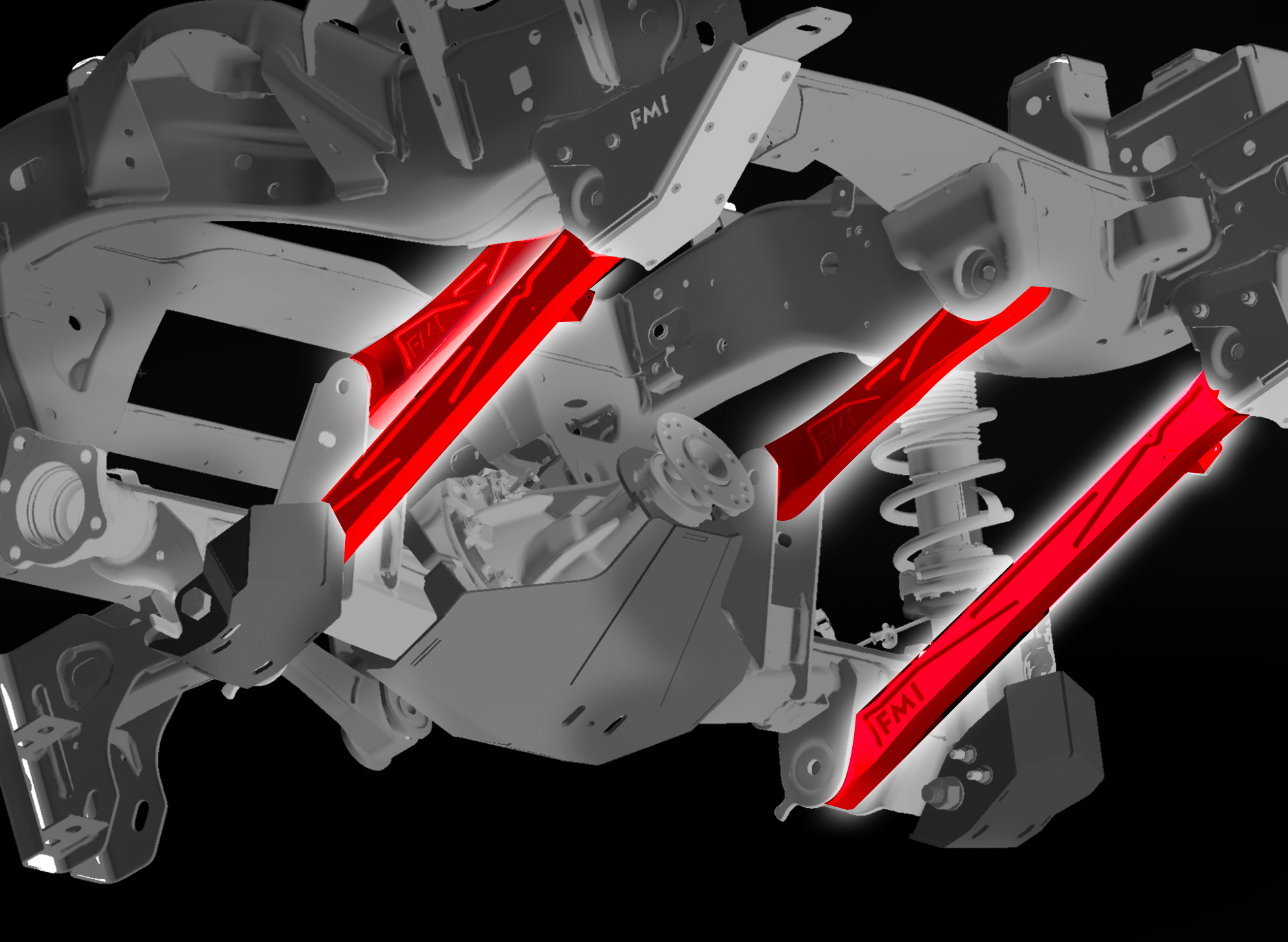 2024 Ranger Raptor rear suspension kit featuring billet aluminum arms and ultra-flex joints for enhanced performance.