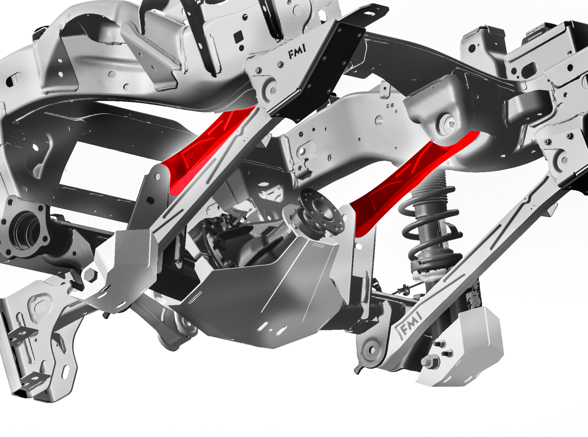 2024 Ranger Raptor rear upper billet aluminum suspension arms featuring ultra-flex joints for enhanced offroad performance.