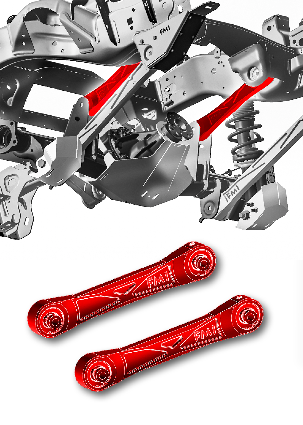 2024 Ranger Raptor rear upper billet aluminum suspension arms with Ultra-Flex joints, showcasing durability and performance.