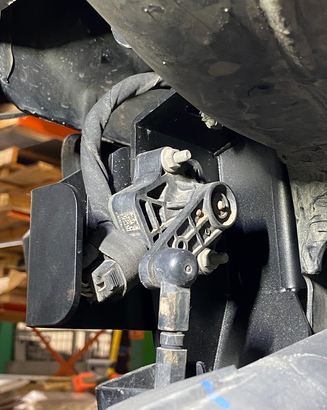 Rear suspension travel sensor wire protector for 2024+ Ranger Raptor, designed for enhanced durability and protection.