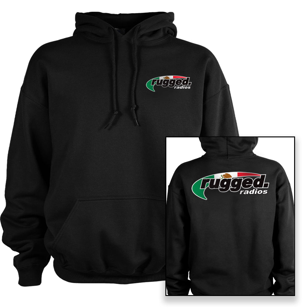 Rugged Radios MEXICAN FLAG Pullover Hoodie - Black - LG