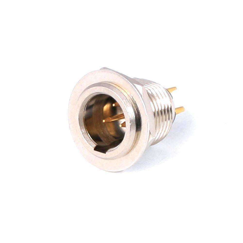 3-Pin panel mount mini XLR connector with gold-plated pins for secure audio connections in professional setups.