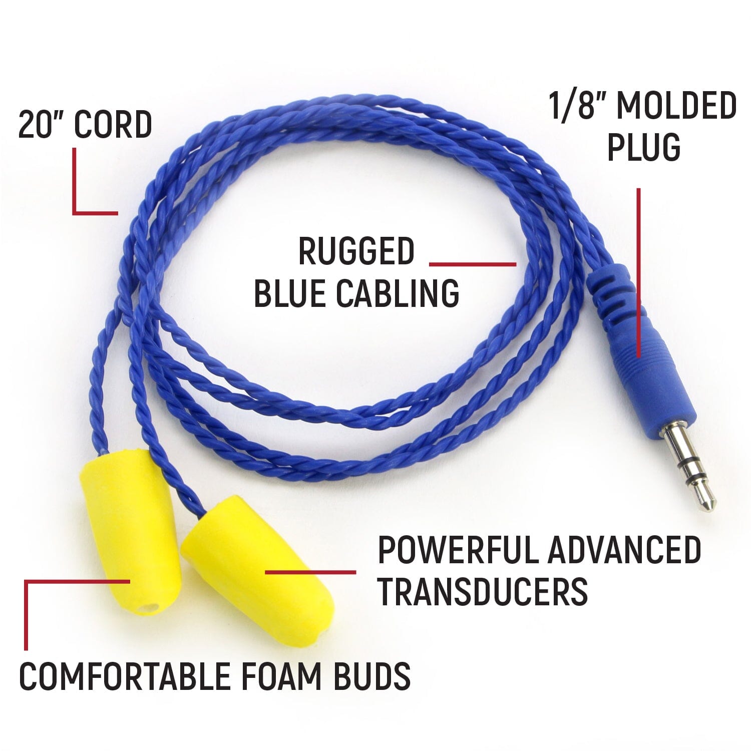 AlphaBud Foam Earbud Speakers - Mono and Stereo - Stereo