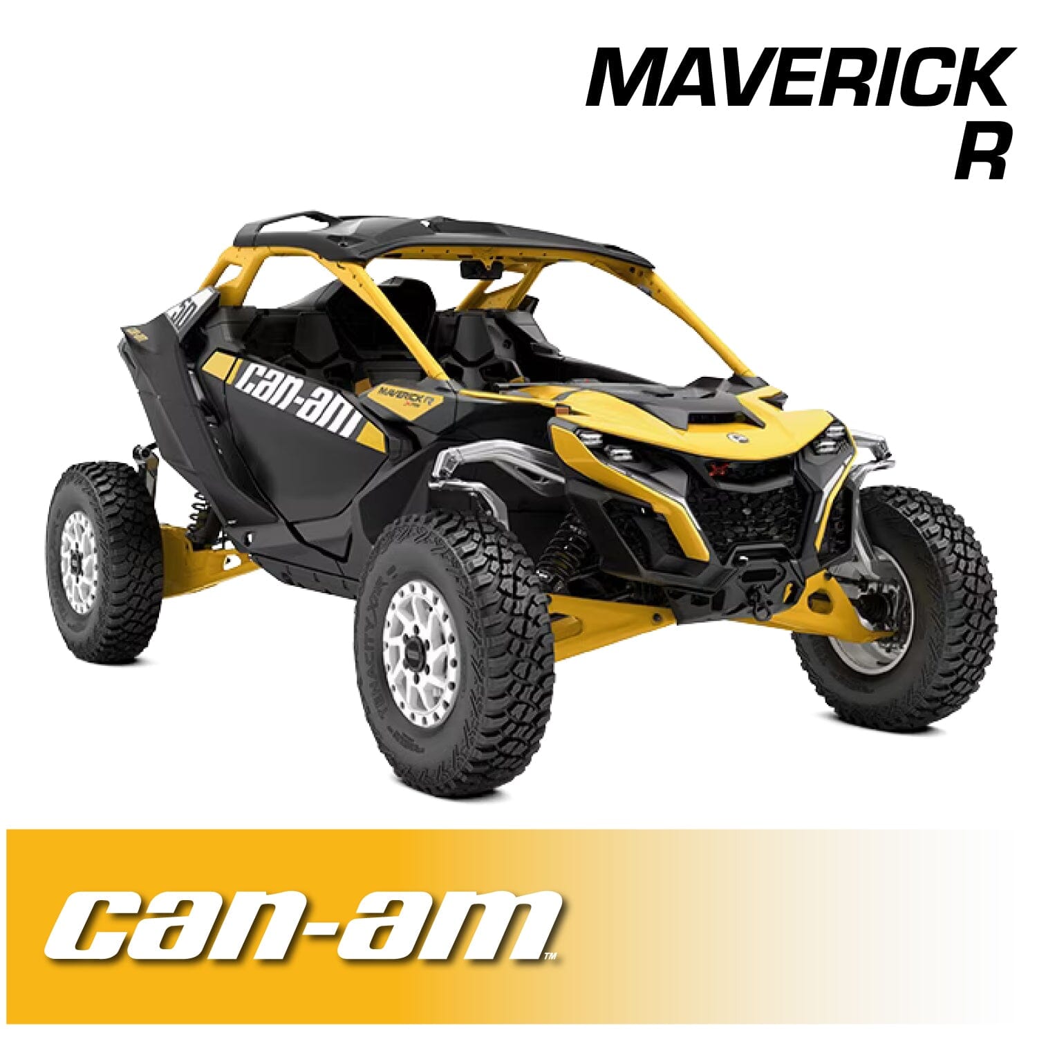 Can-Am Maverick R off-road vehicle with a complete communication kit featuring Bluetooth intercom and 2-way radio.