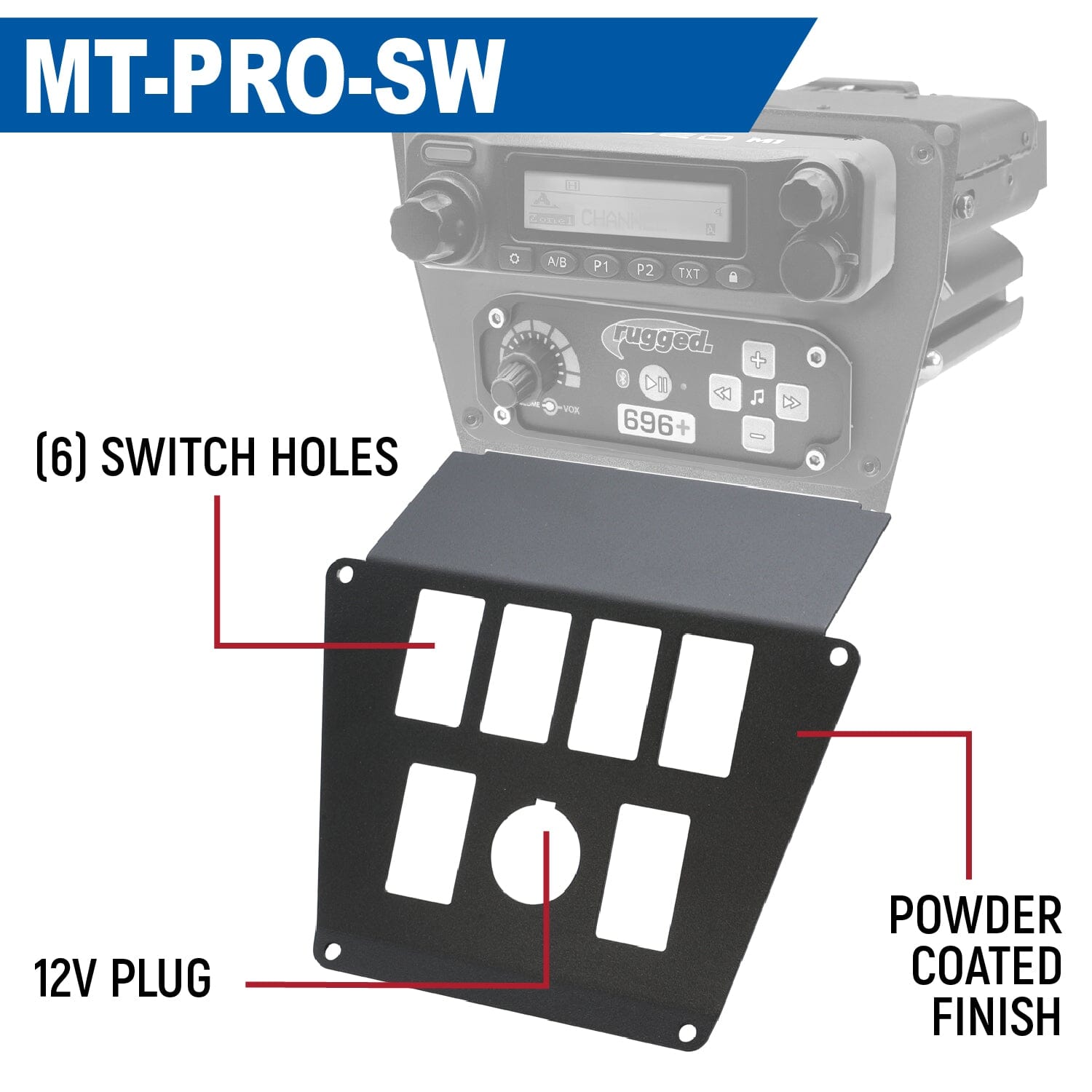 Lower Accessory Panel for Polaris RZR PRO XP RZR Turbo R and RZR PRO R Dash Mount Radio and Intercom - Jack Mount