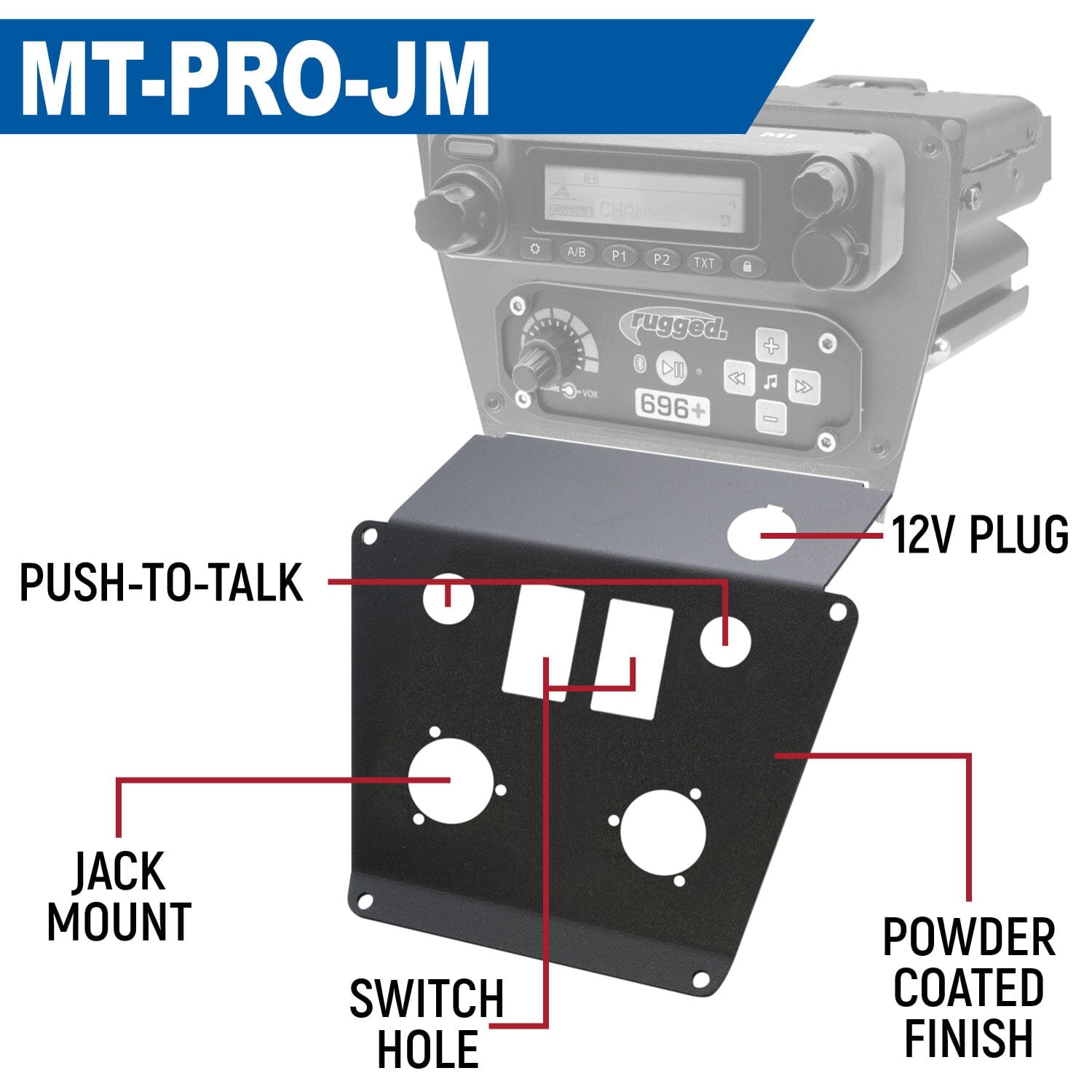 Lower Accessory Panel for Polaris RZR PRO XP RZR Turbo R and RZR PRO R Dash Mount Radio and Intercom - Rocker Switch