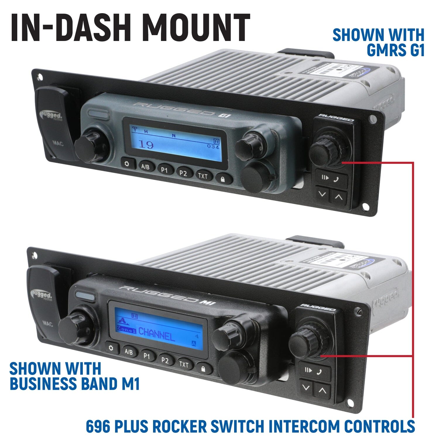 Yamaha Wolverine RMAX Complete Communication Kit with Rocker Switch Bluetooth Intercom and 2-Way Radio - 696 PLUS Remote Head / G1 GMRS