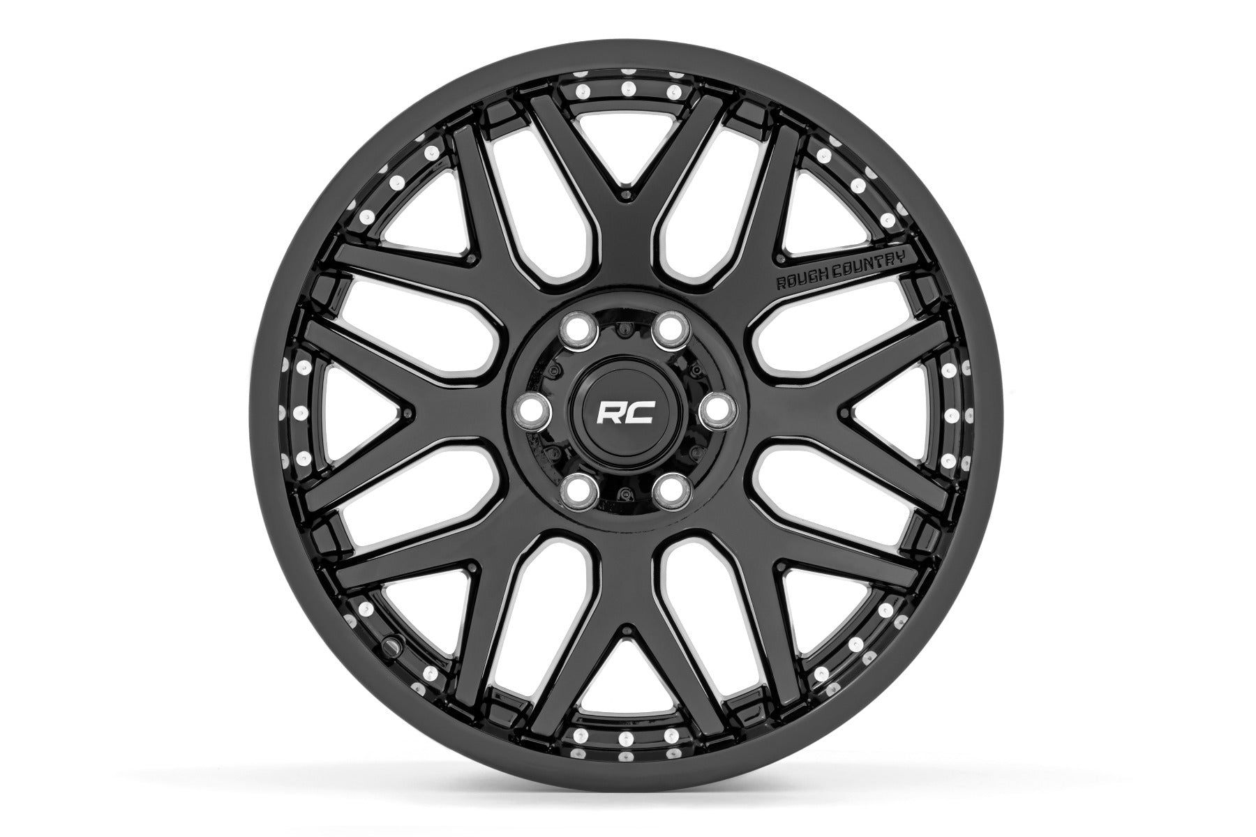 Rough Country 95 Series Wheel | One-Piece | Gloss Black | 20x10 | 5x4.5 | -19mm