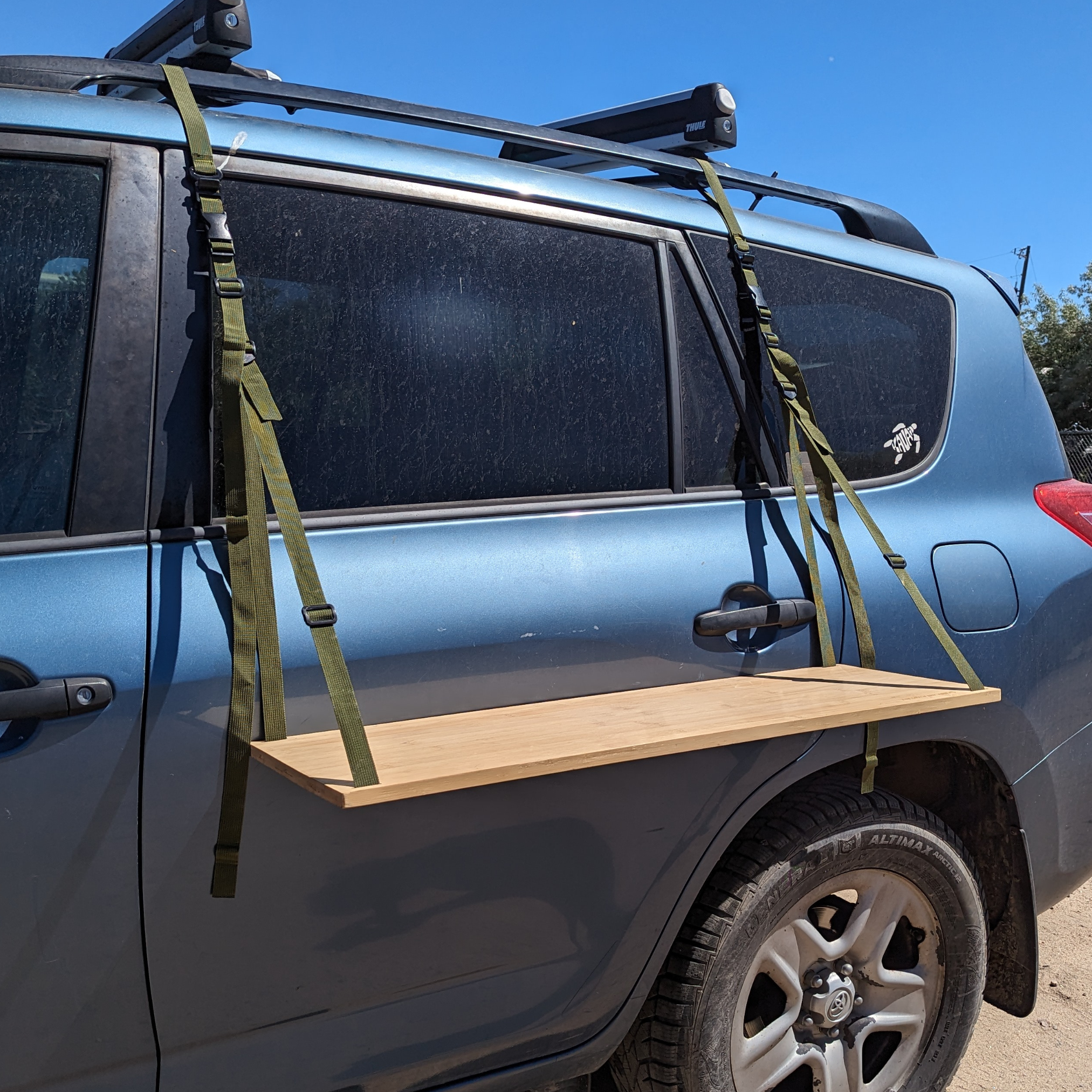 Tire Table Hanging Shelf for Vanlife & Camping