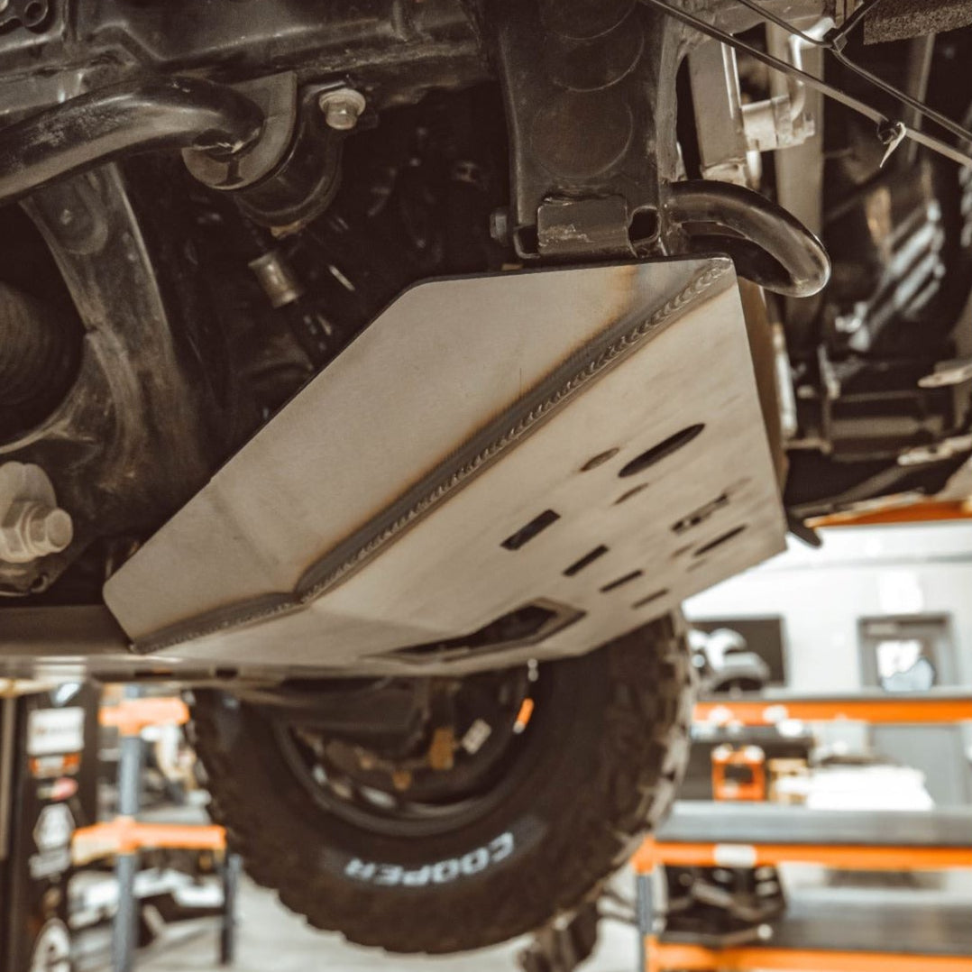 Durable front skid plate for 5th Gen Toyota 4Runner, designed for protection and off-road performance, 2010 and newer models.